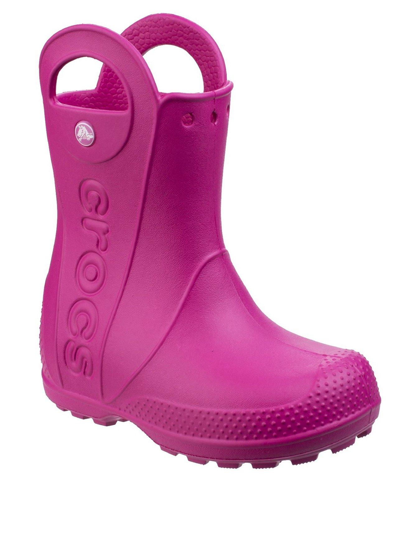Crocs Girls Handle It Wellington Boots - Pink | very.co.uk