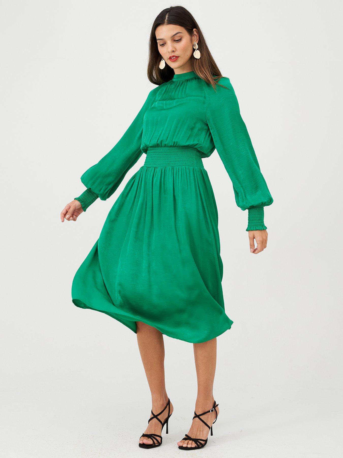 green high neck dress