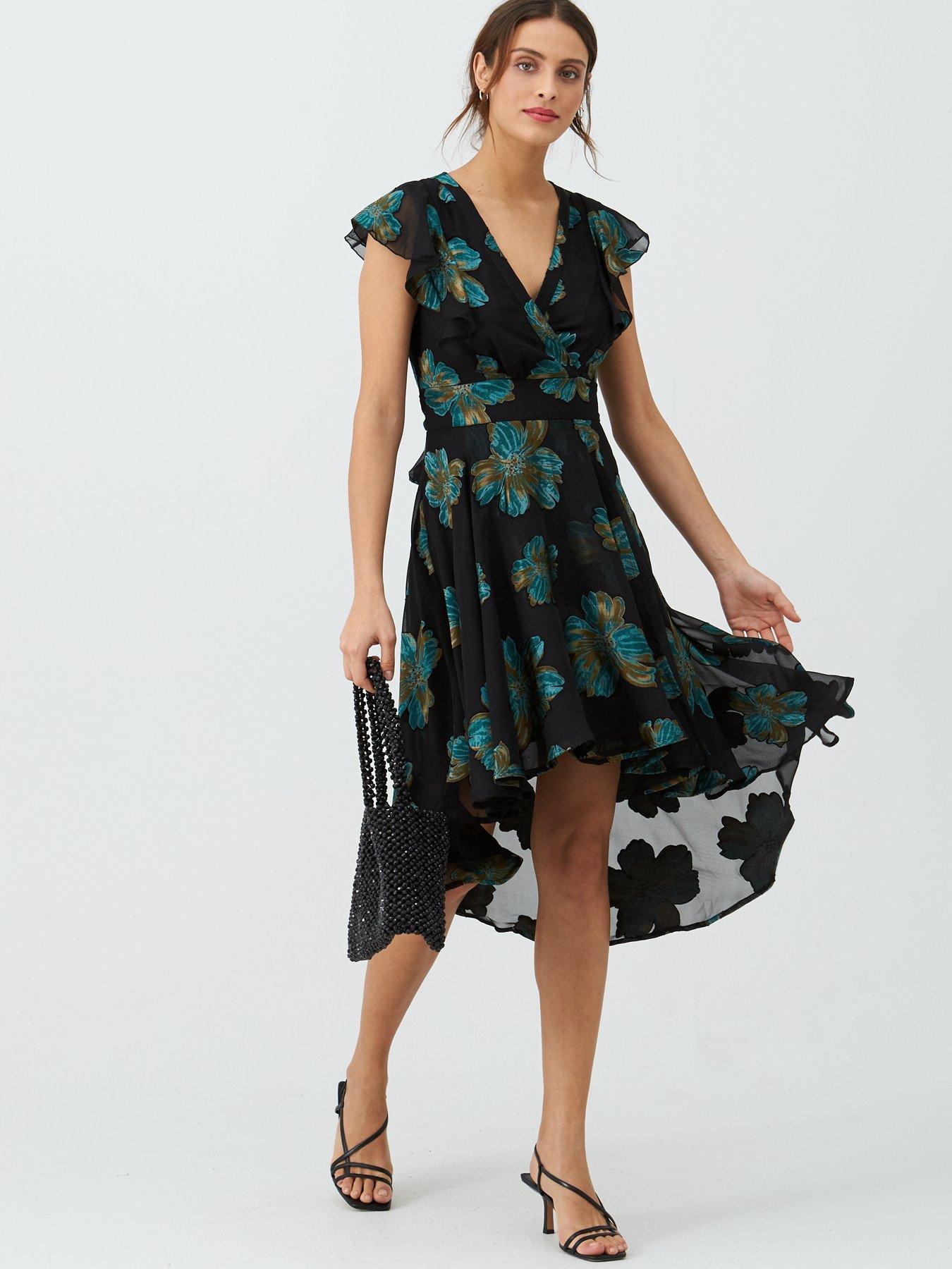 black midi wrap dress uk