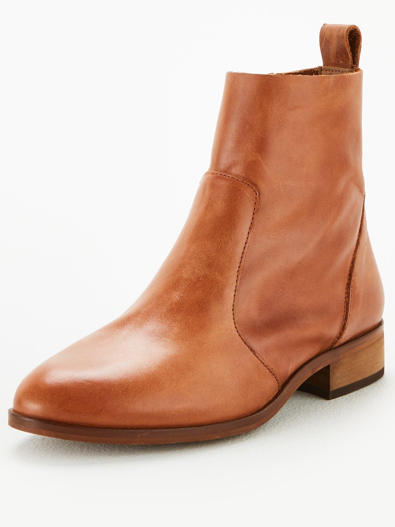 wide fit tan ankle boots