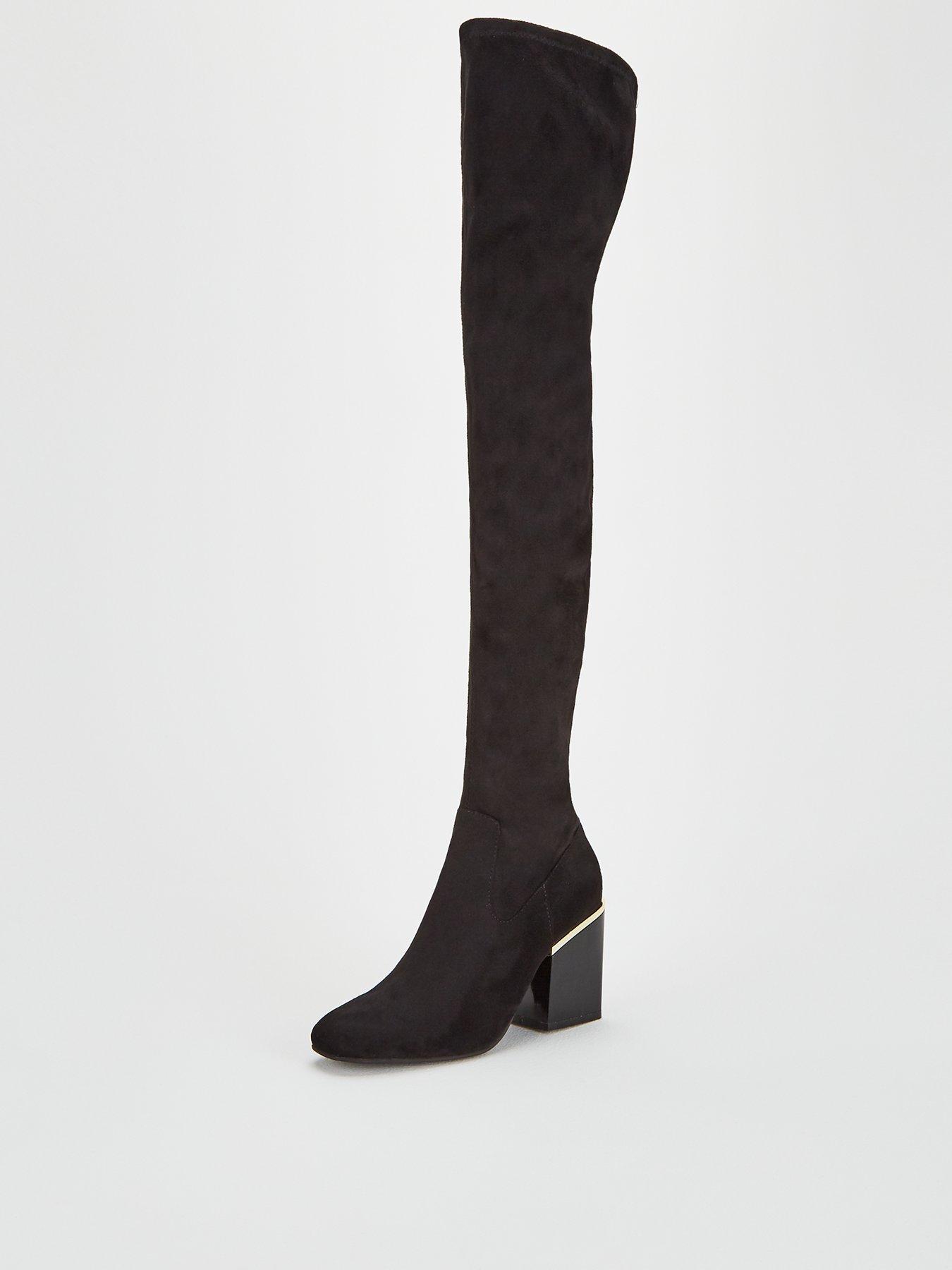 over the knee block heel boots uk
