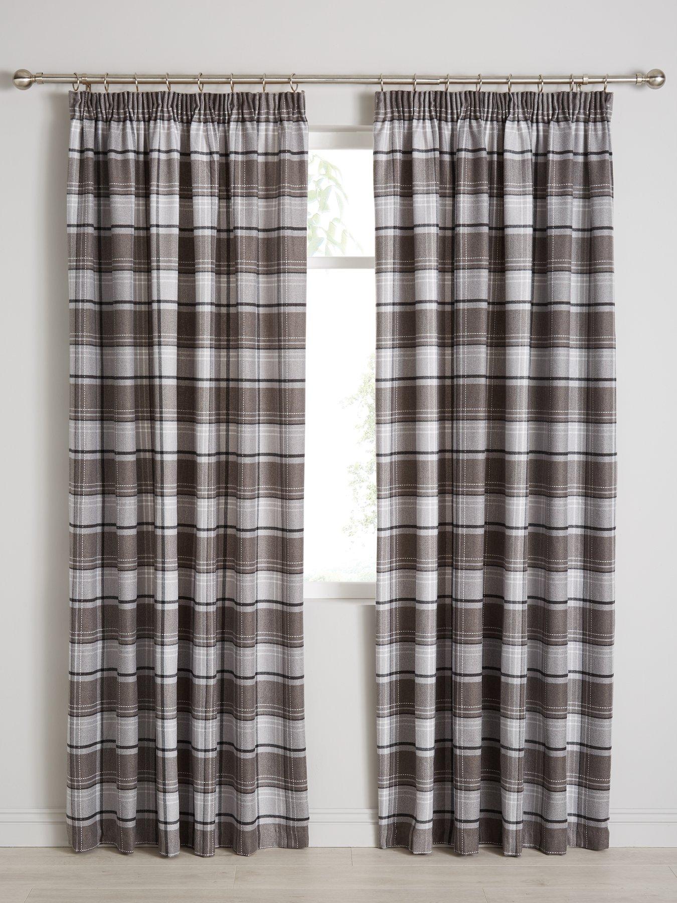 Shetland Check Faux Wool Pleated Curtains Very Co Uk
