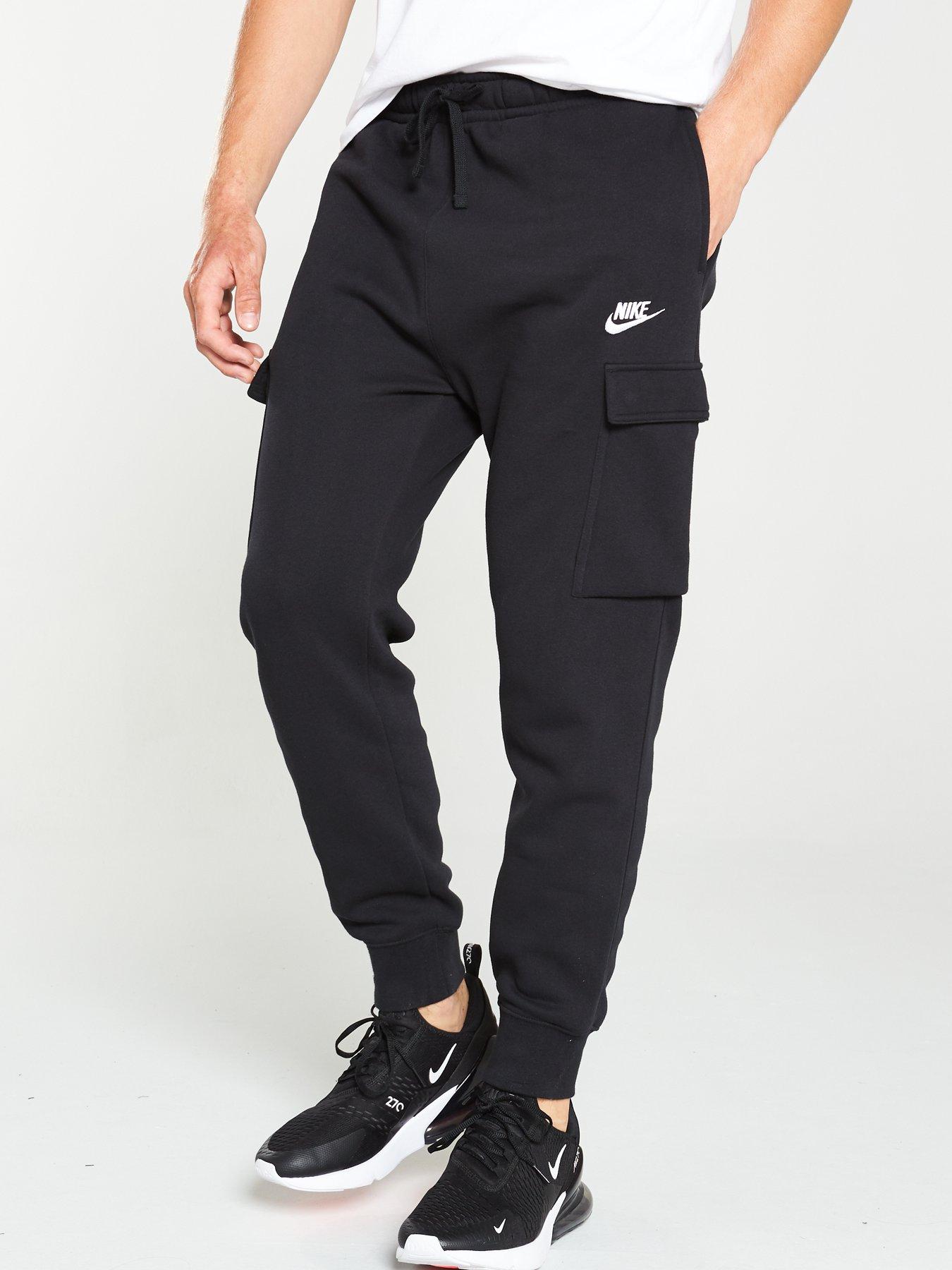 nike club french terry cuffed joggers in black