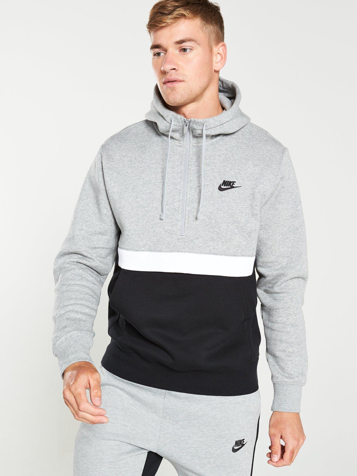 nike men's club fleece half zip hoodie