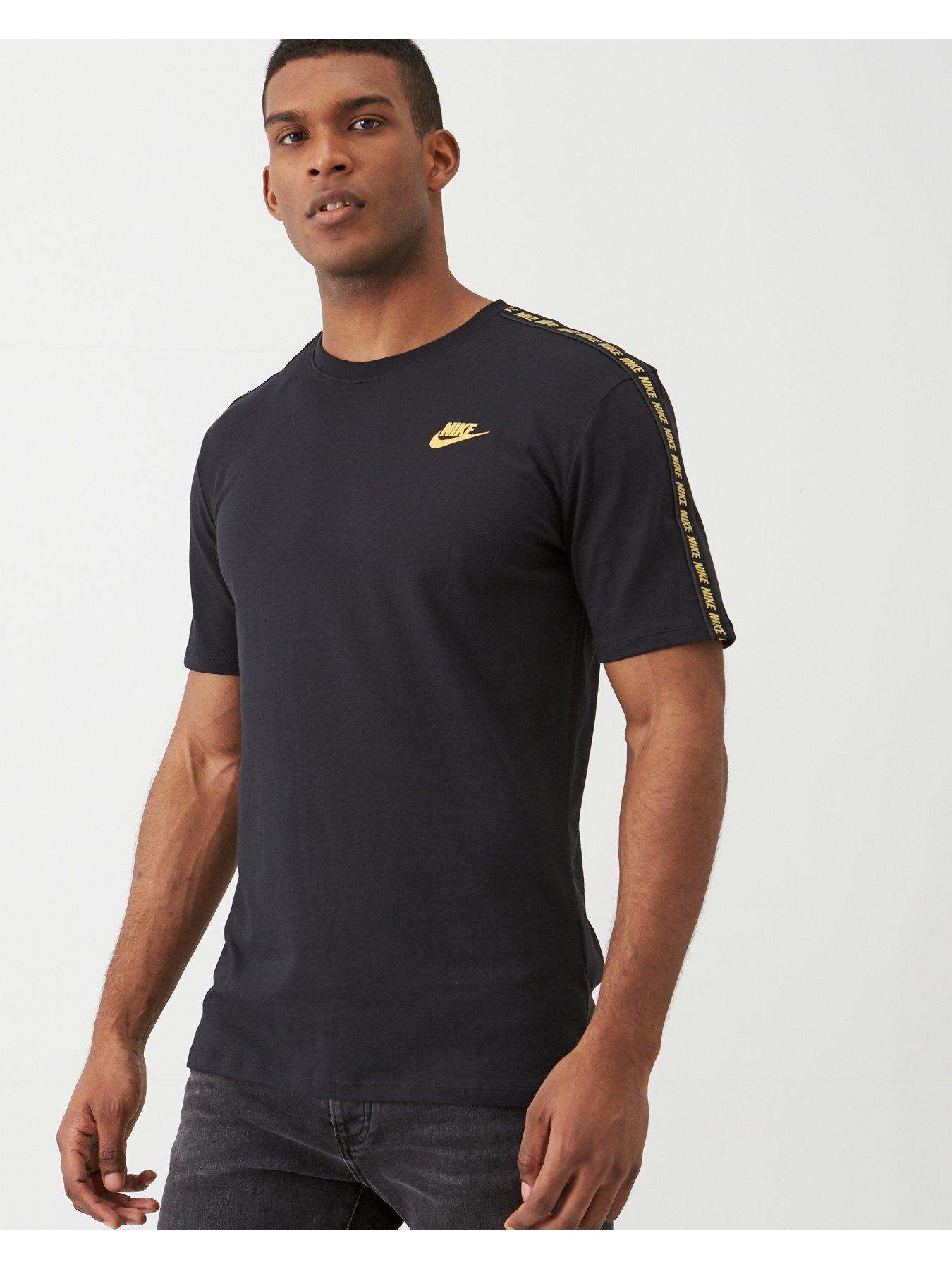 black nike shirt with gold
