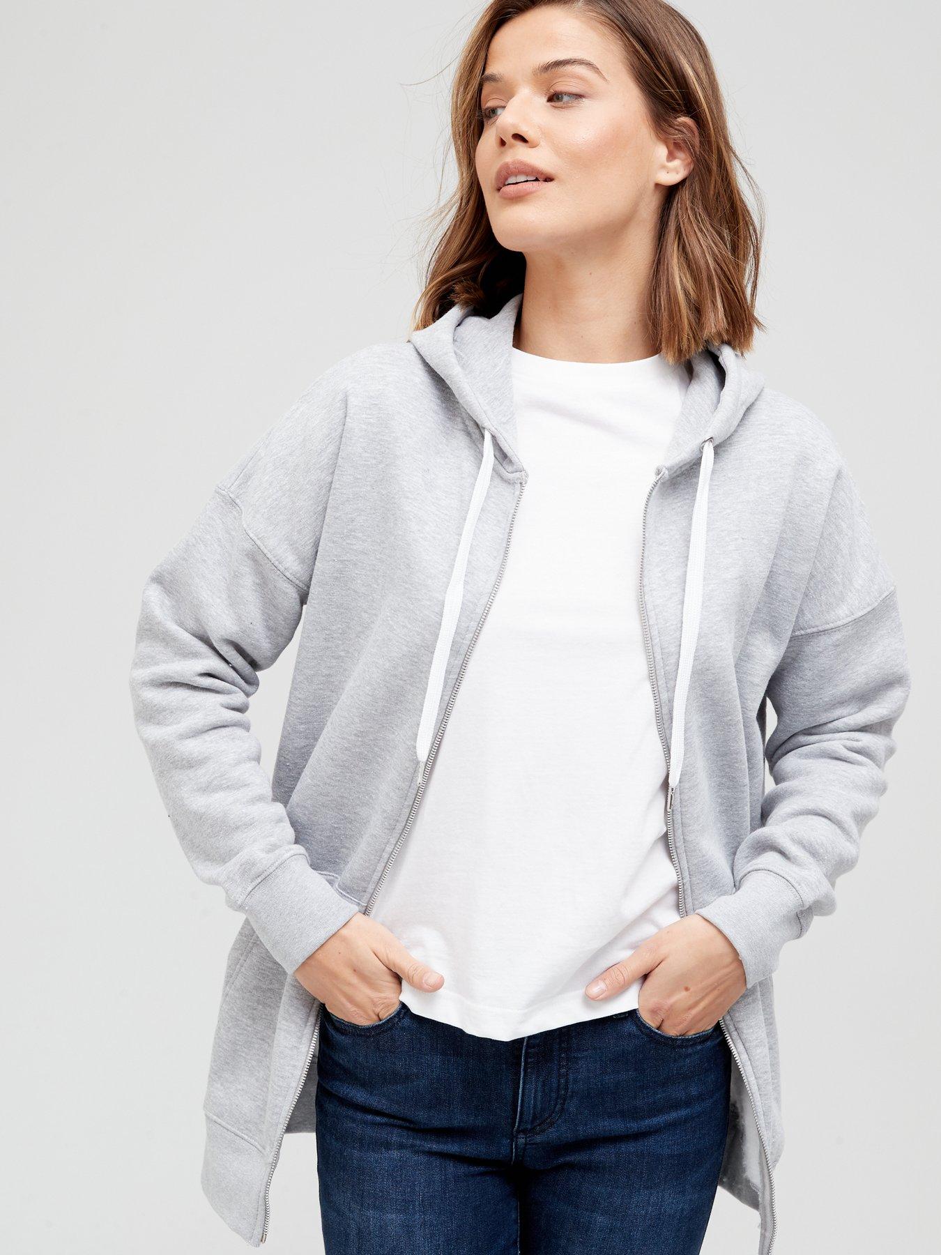 Hoodies & Sweatshirts The Oversized Zip Through Hoodie - Grey Marl