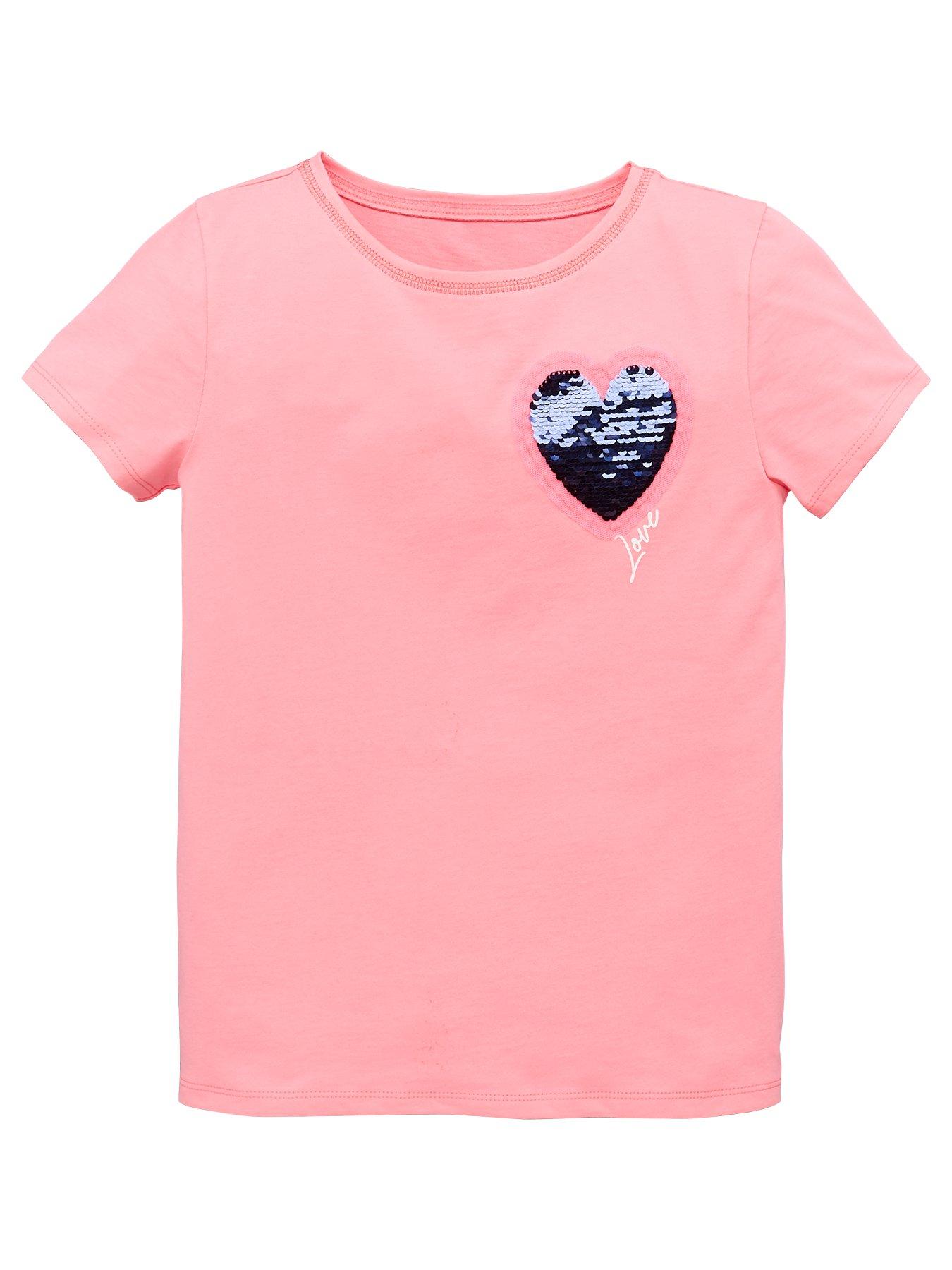 V By Very Girls Short Sleeve Flippy Sequin Heart T-Shirt review