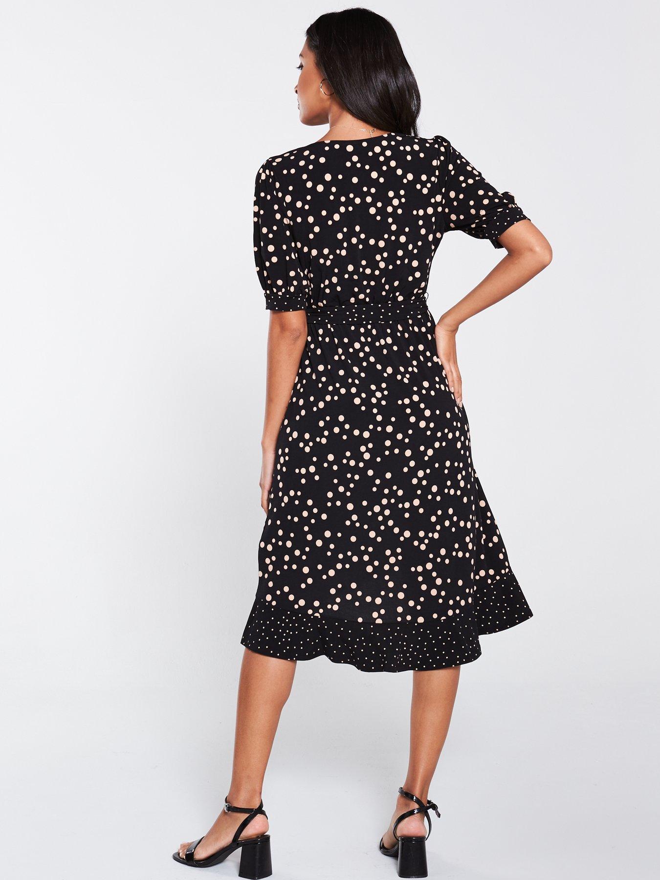 lipsy spot wrap dress