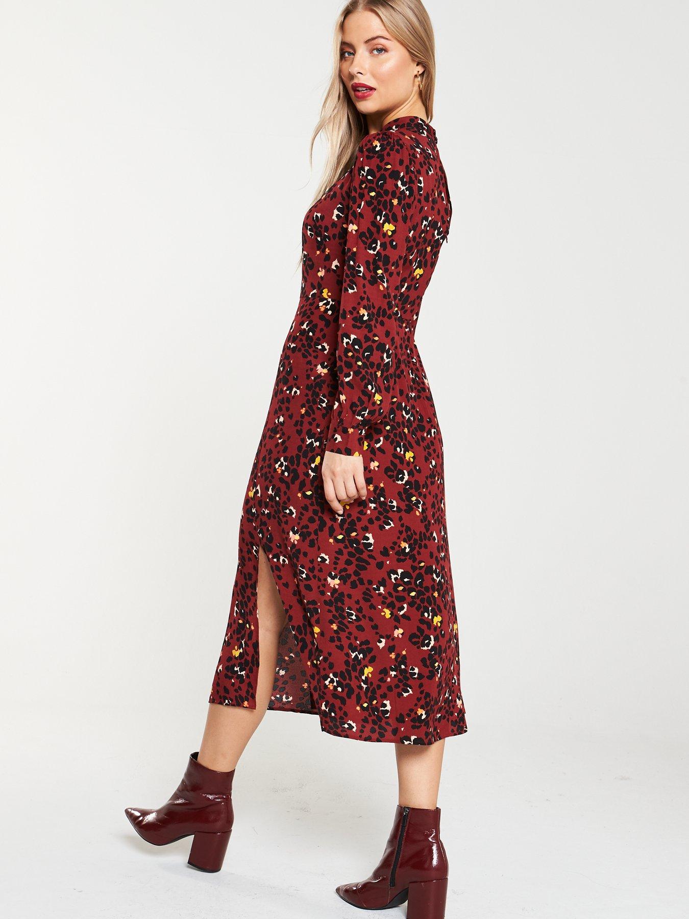 warehouse burgundy dress