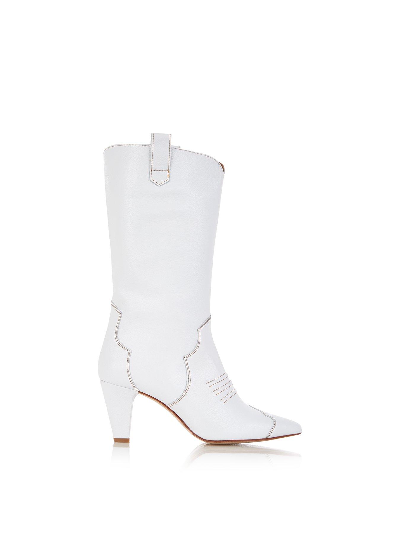 white heeled boots uk