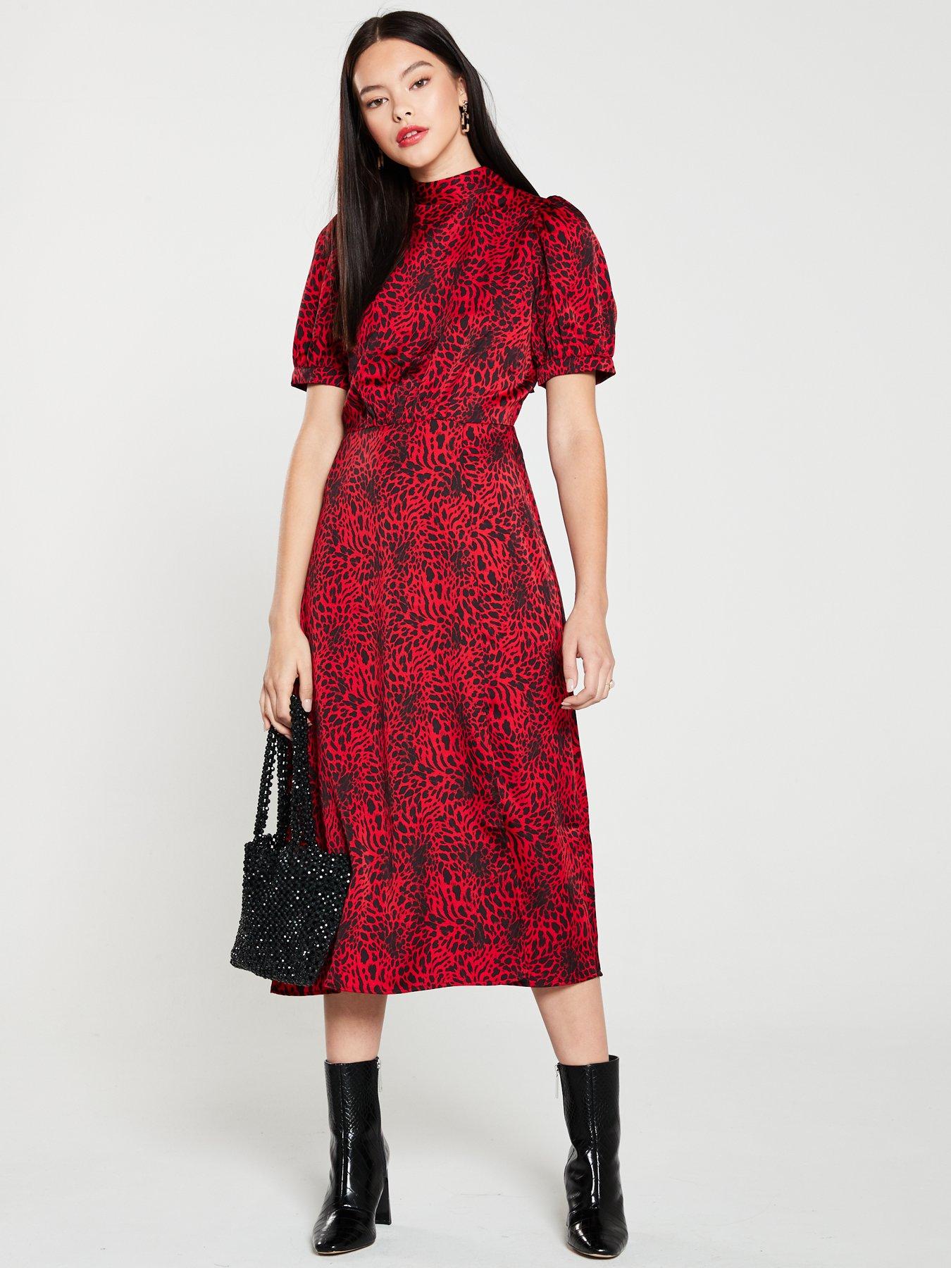 warehouse red leopard print dress