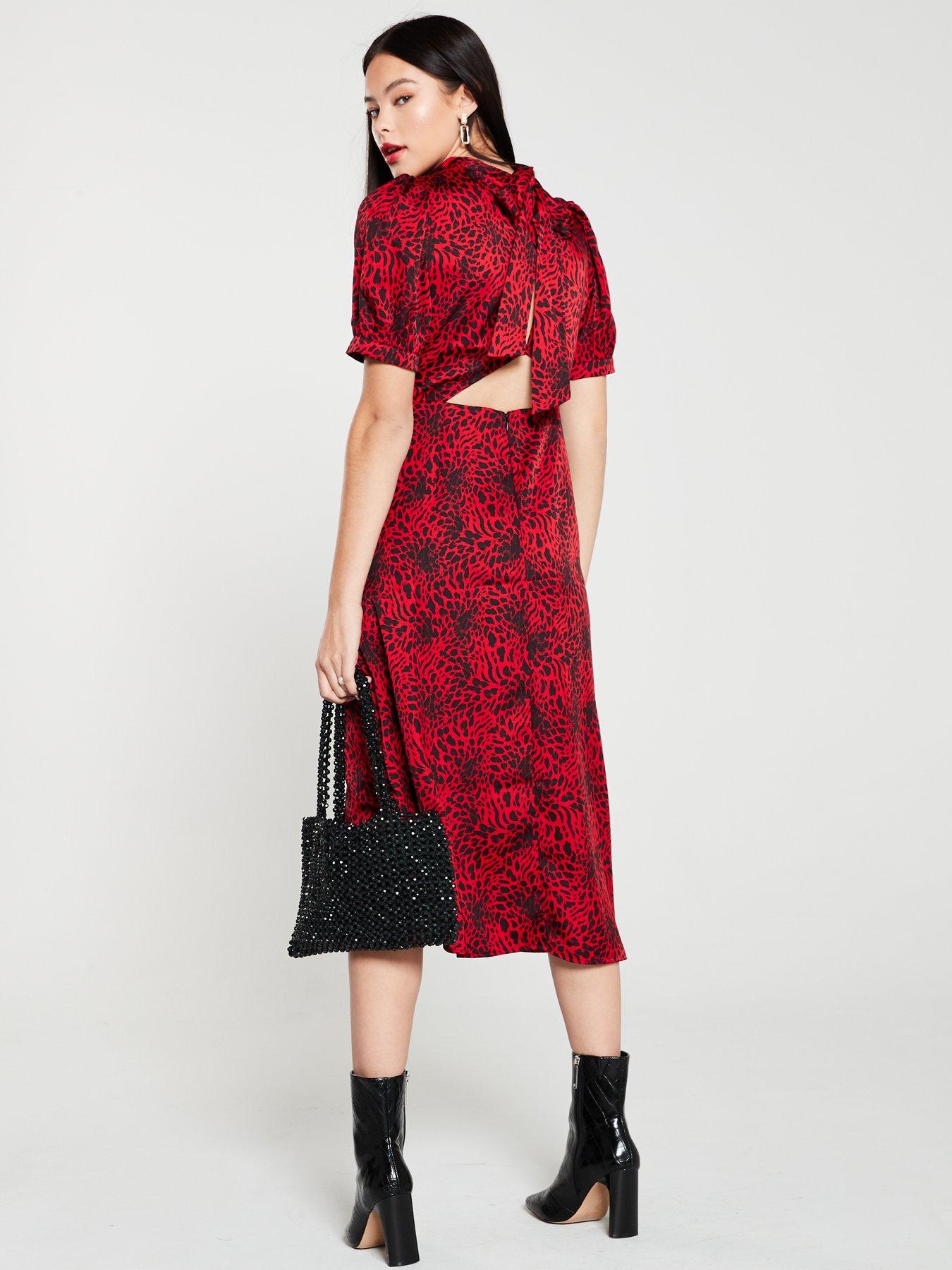 warehouse red leopard print dress