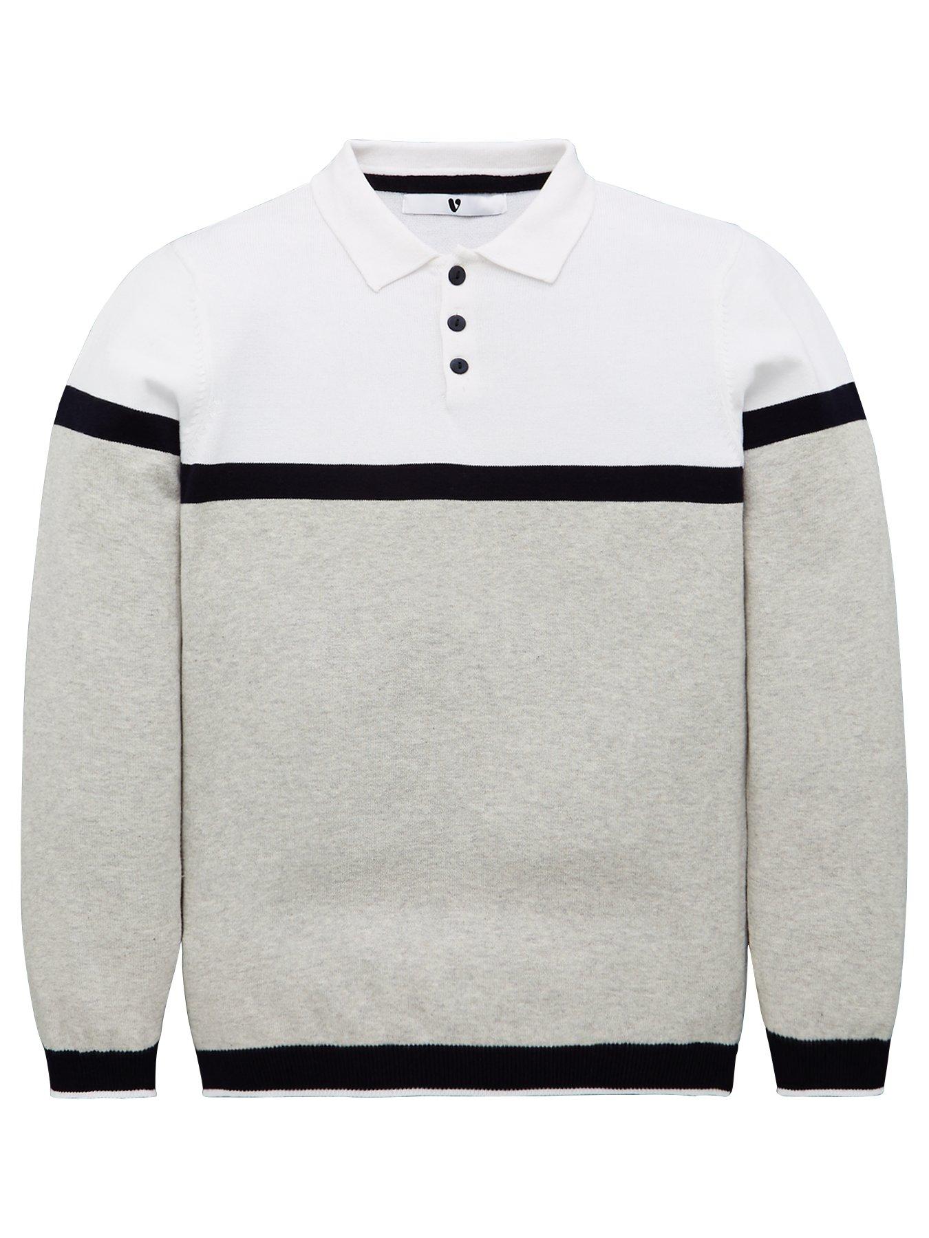 V By Very Boys Colour Block Knitted Long Sleeve Polo review