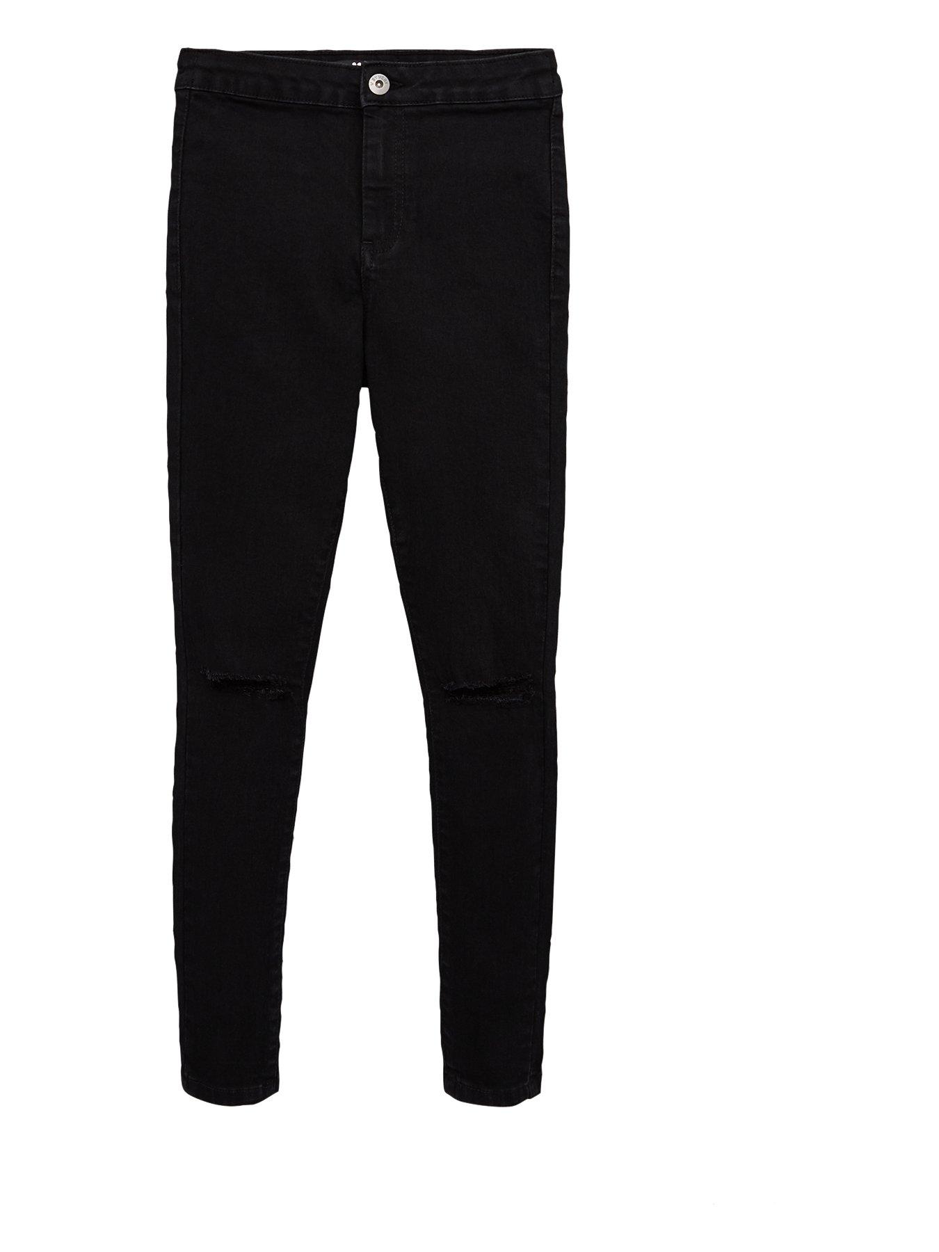 girls black skinny ripped jeans