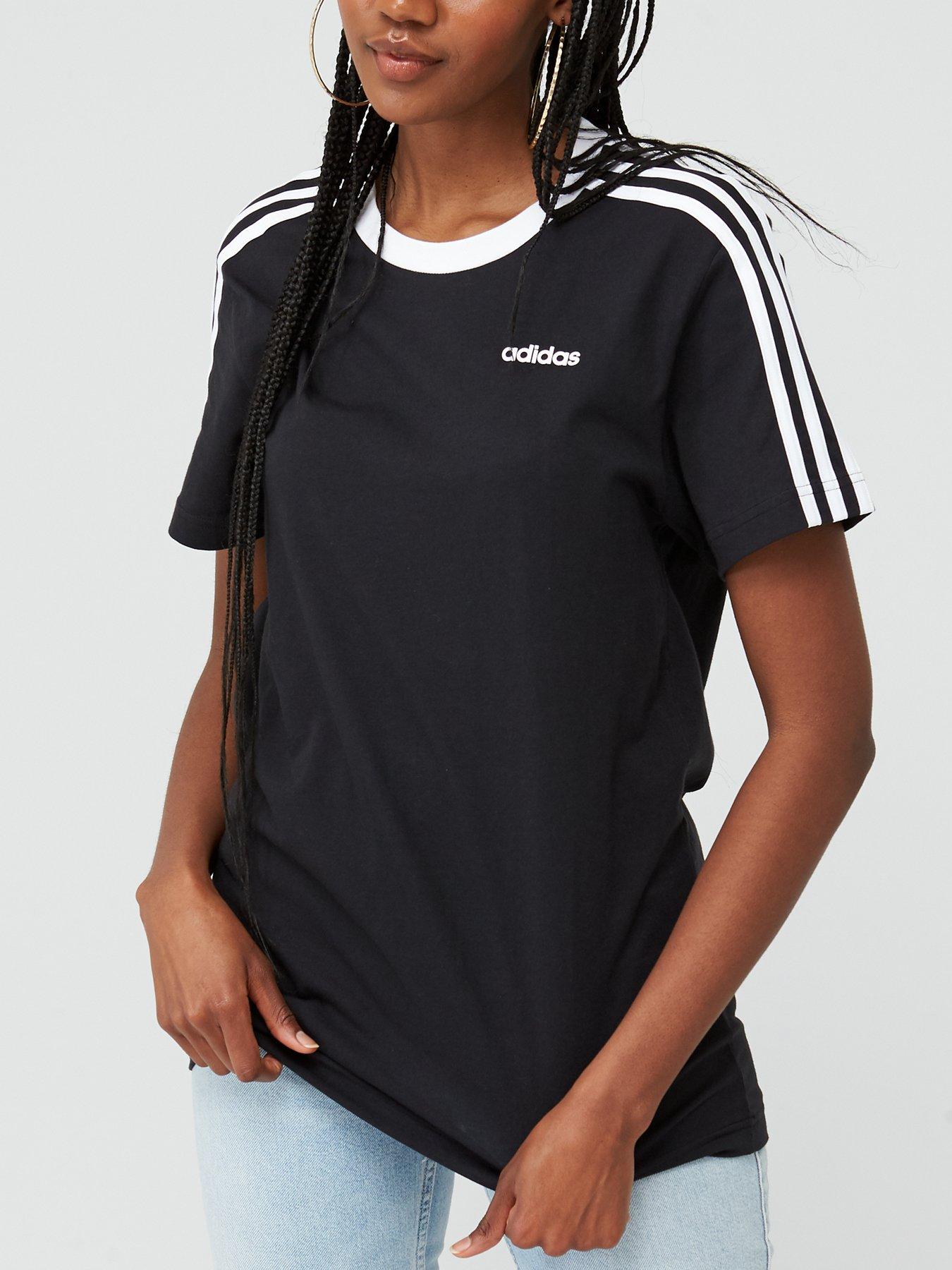 adidas essentials 3 stripe t shirt ladies