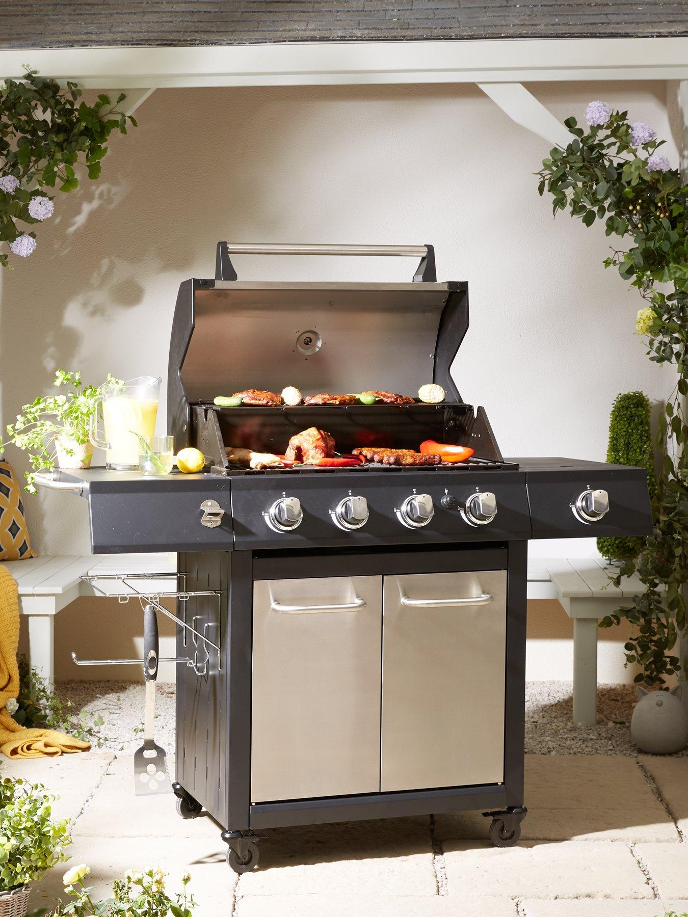 premium 4 burner gas bbq with side burner