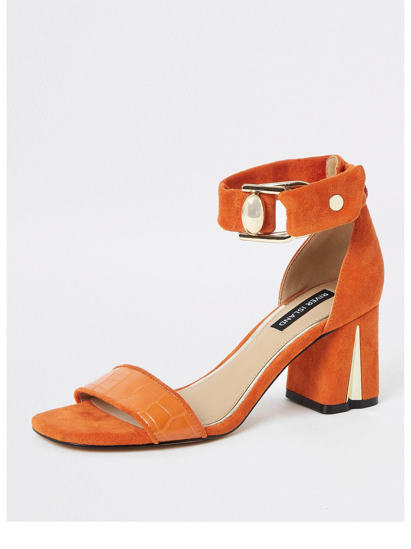 block heel sandals orange