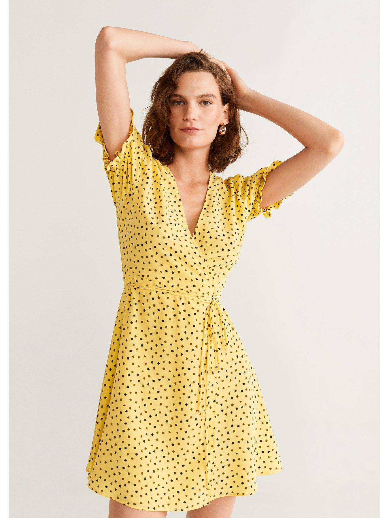 mango yellow polka dot dress