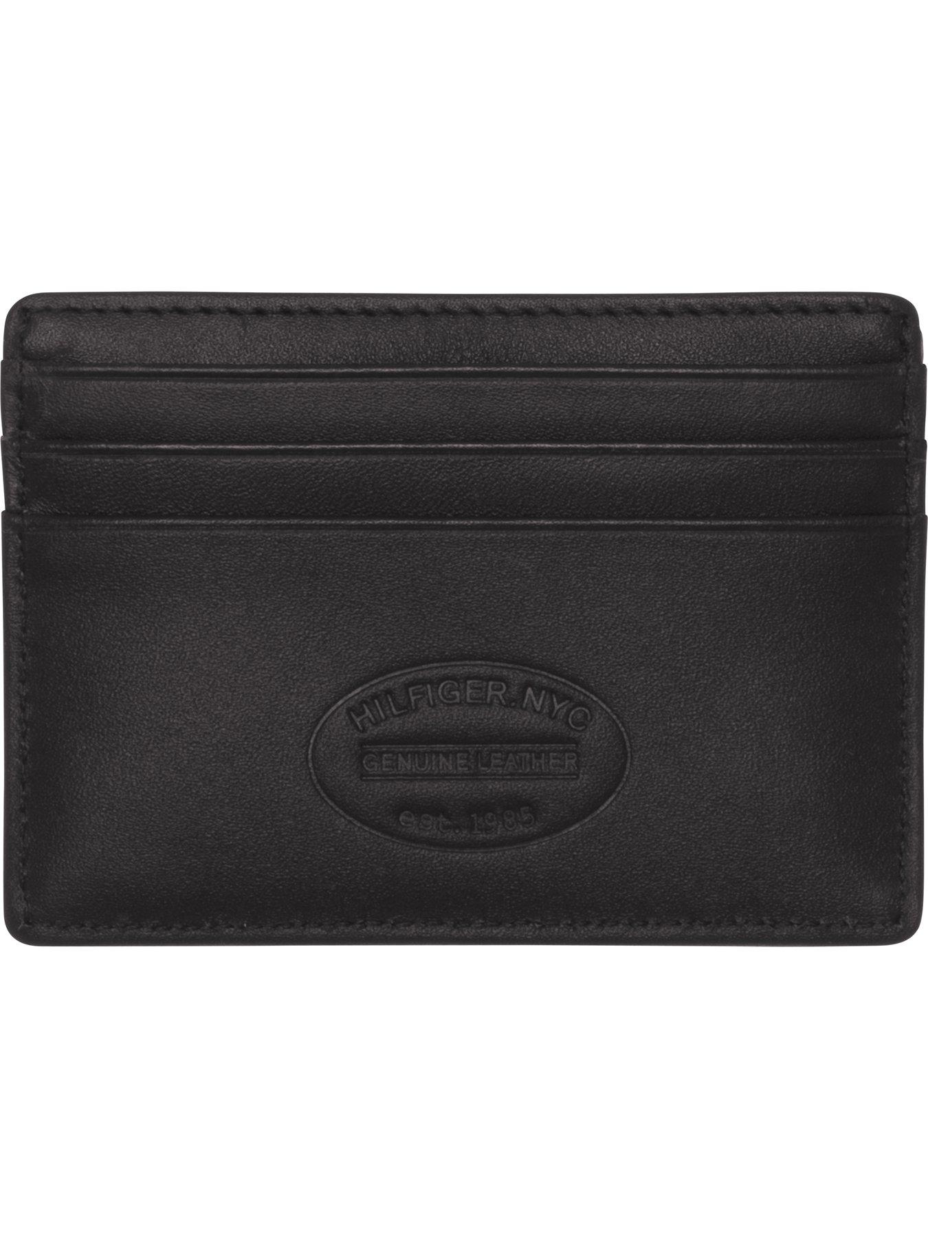 tommy hilfiger eton leather cardholder in black