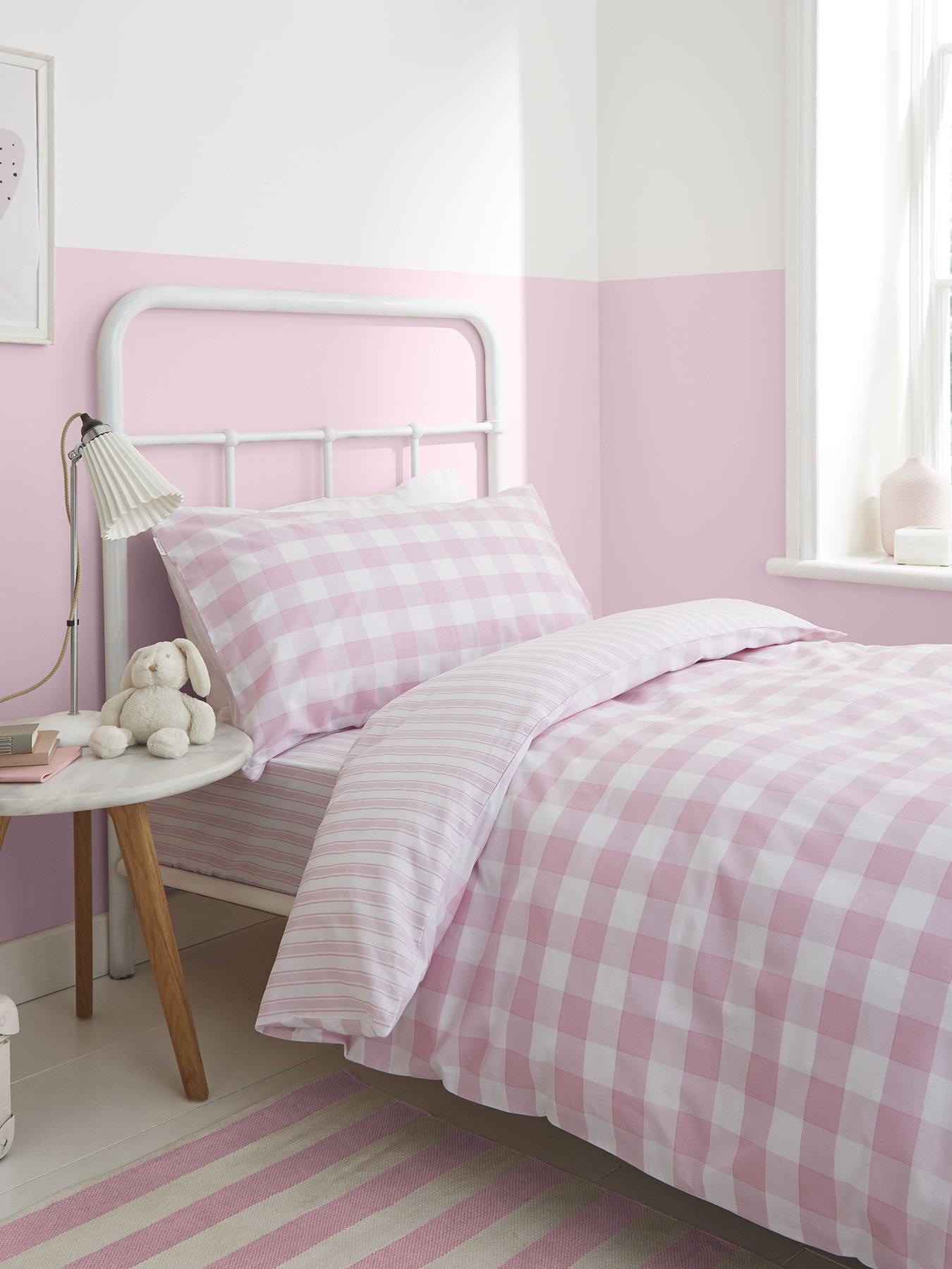 Bianca Pink Check 100% Cotton Duvet Set