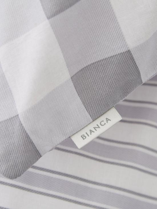 front image of bianca-fine-linens-bianca-grey-stripe-fitted-sheet