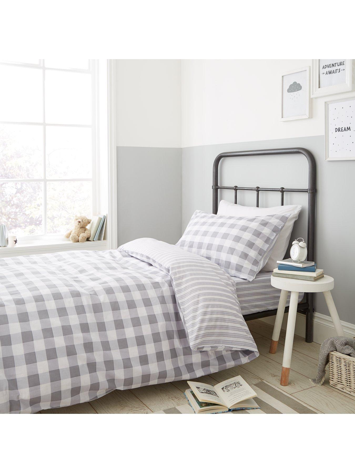 Bianca Cottonsoft Bianca Grey Check Duvet Cover Set Very Co Uk