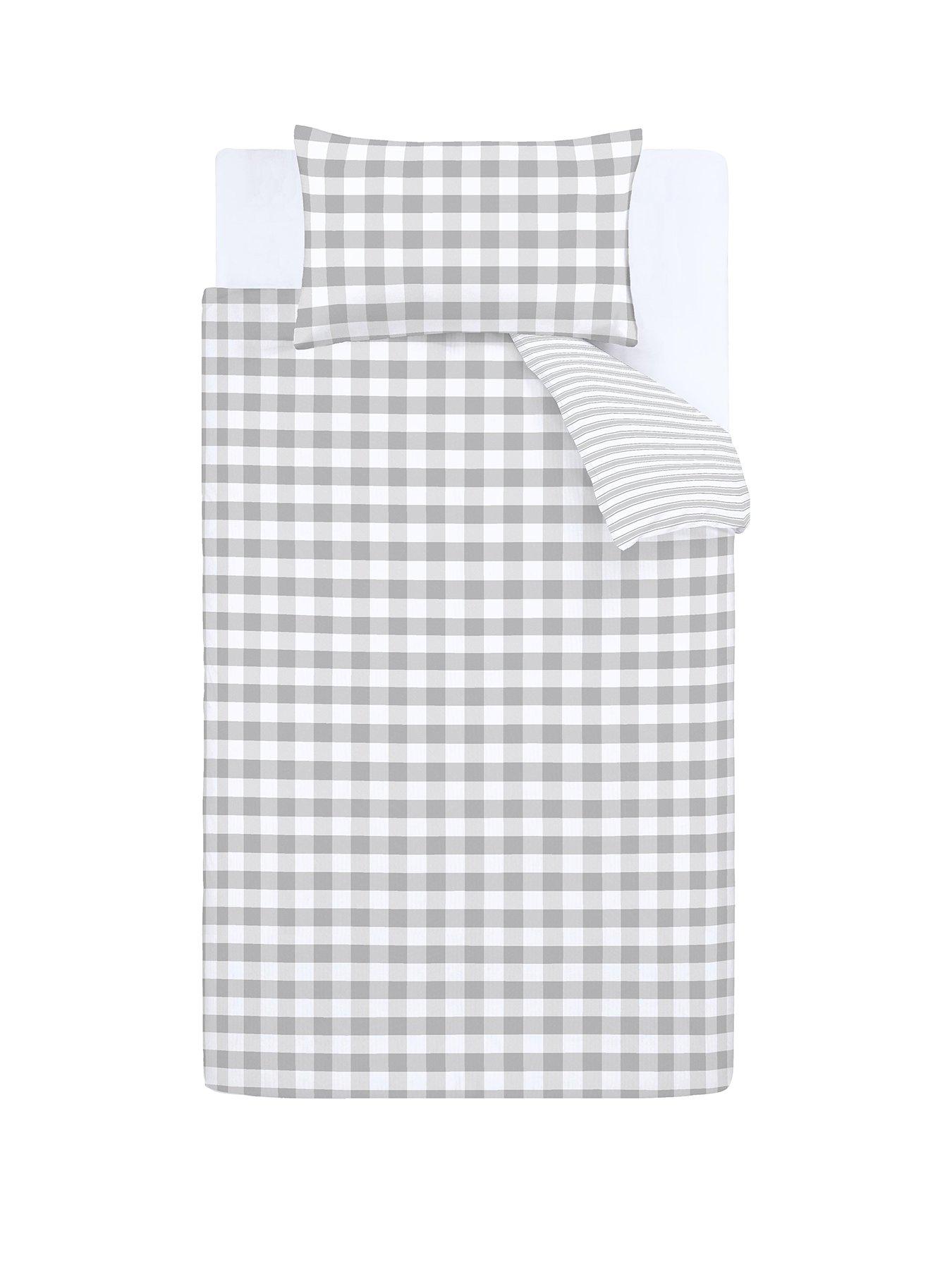 Bianca Cottonsoft Bianca Grey Check Duvet Cover Set Very Co Uk