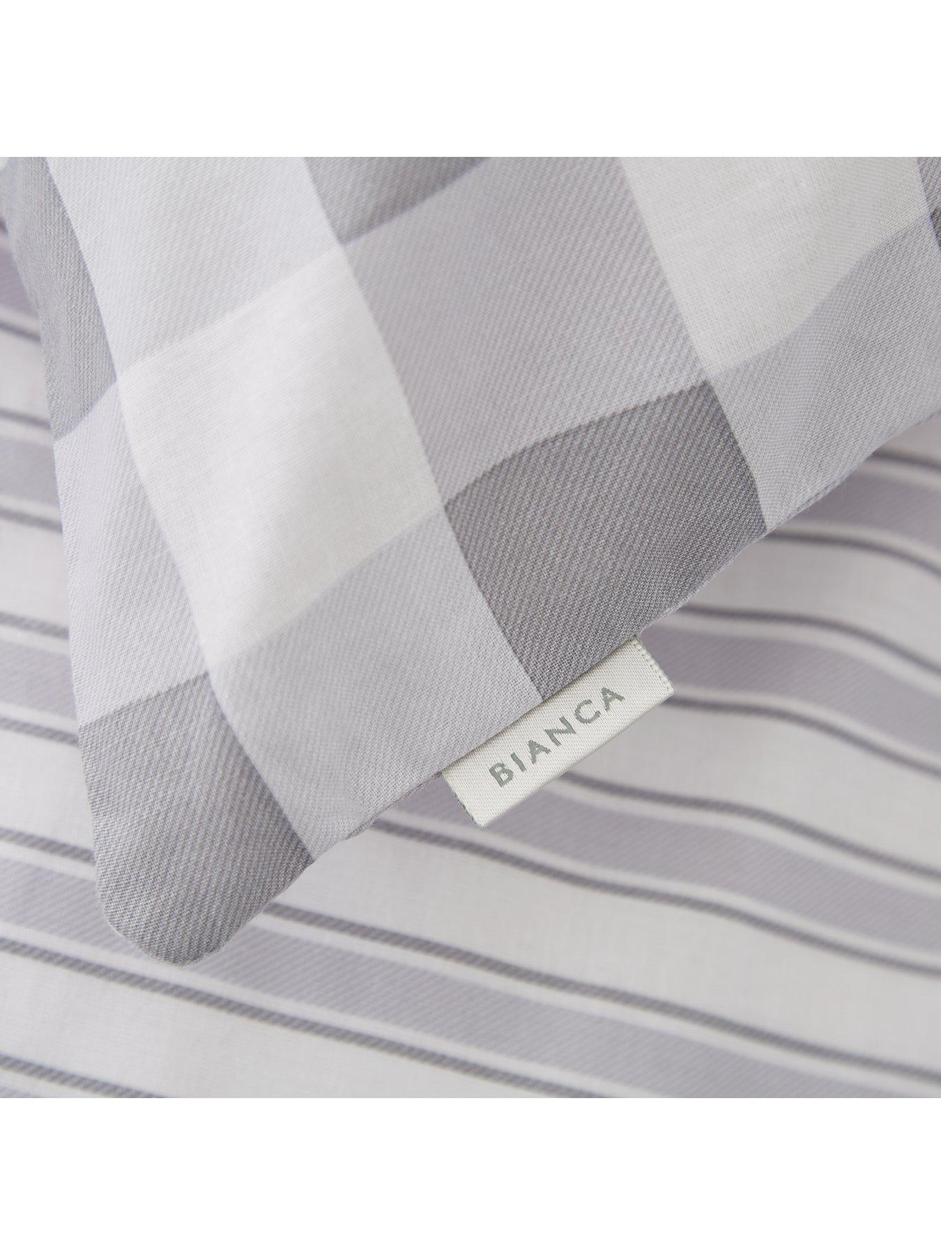 Image 4 of 6 of Bianca Fine Linens Grey Stripe 100% Cotton Duvet Set