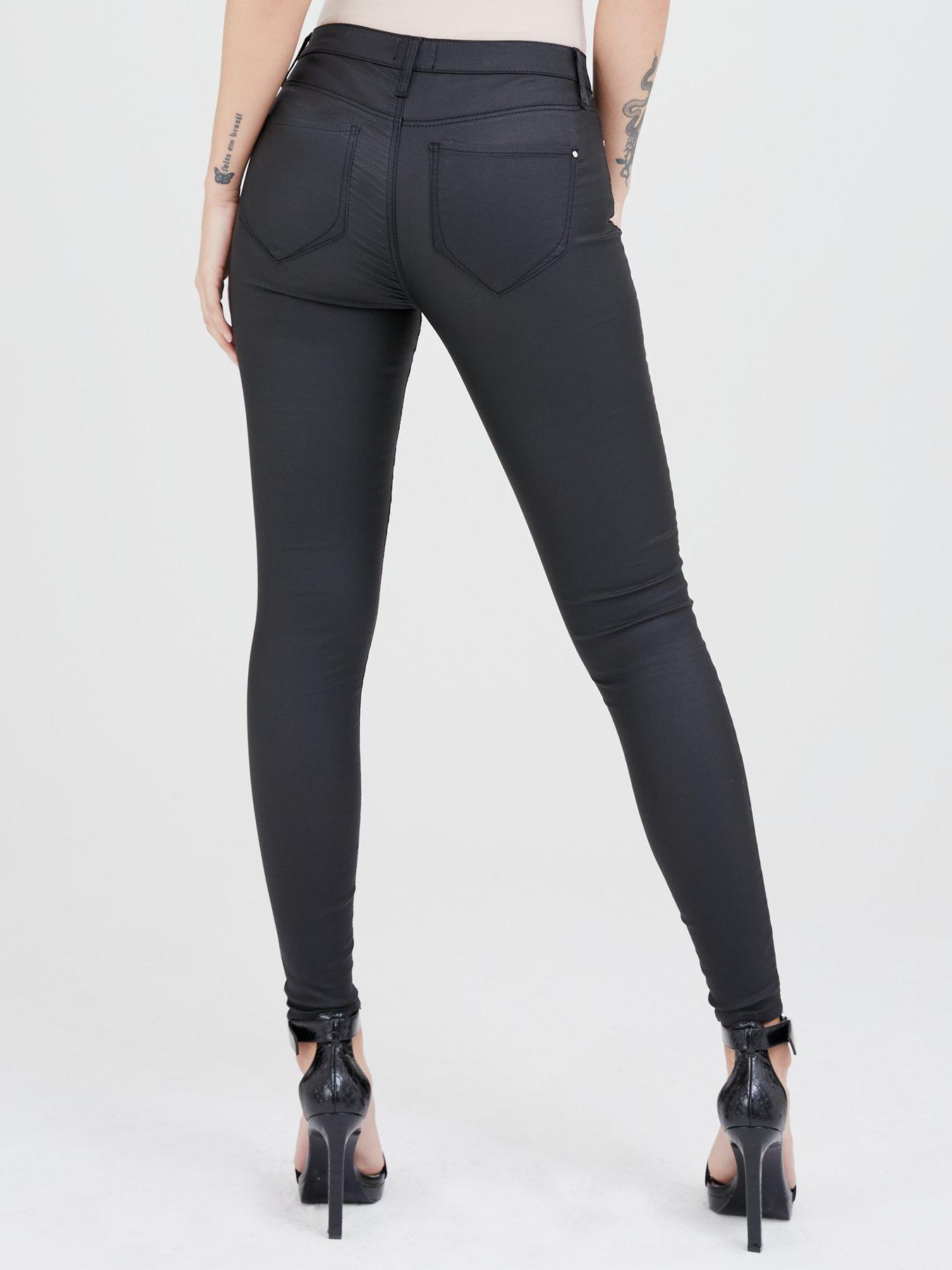 river island black coated jeans