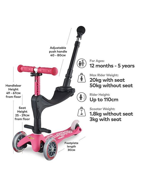 Image 2 of 4 of Micro Scooter 3-in-1 Mini Deluxe Plus - Pink