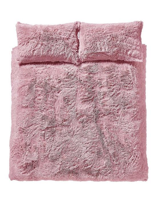 stillFront image of catherine-lansfield-cuddly-faux-fur-duvet-cover-set-pink