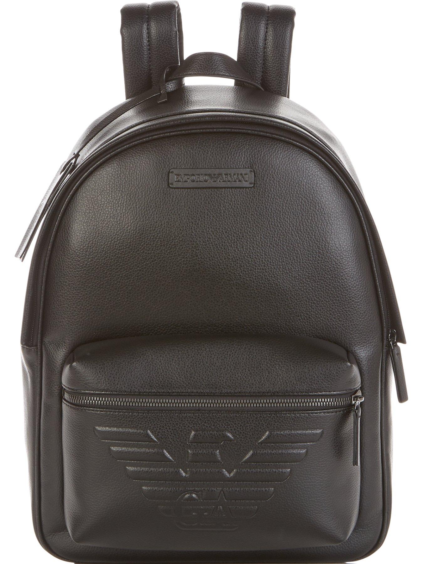 armani leather backpack mens