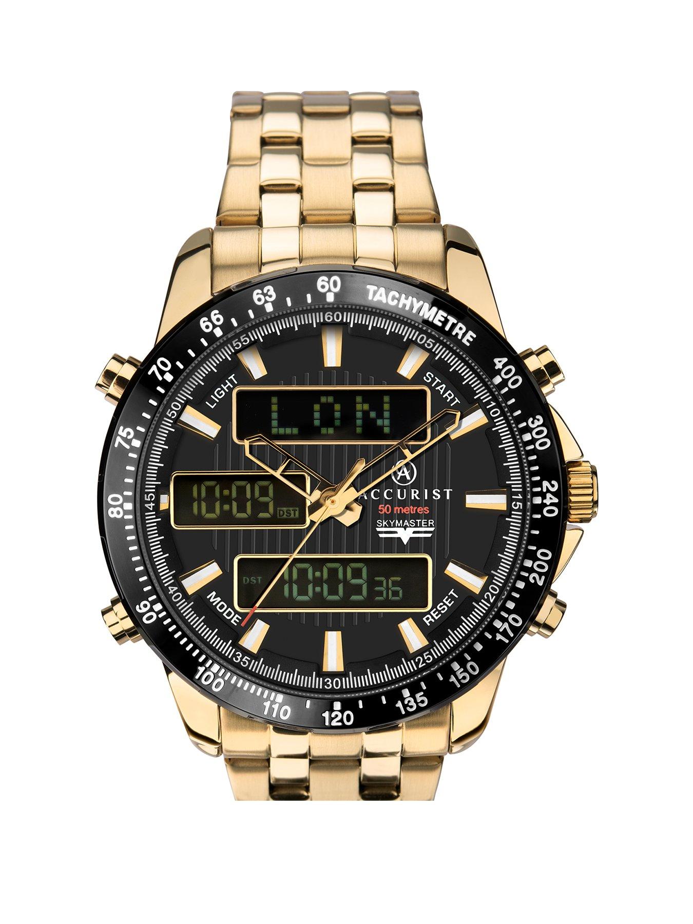 Accurist Accurist Black World Time Chronograph Dial Gold Stainless Steel Bracelet Mens Watch review