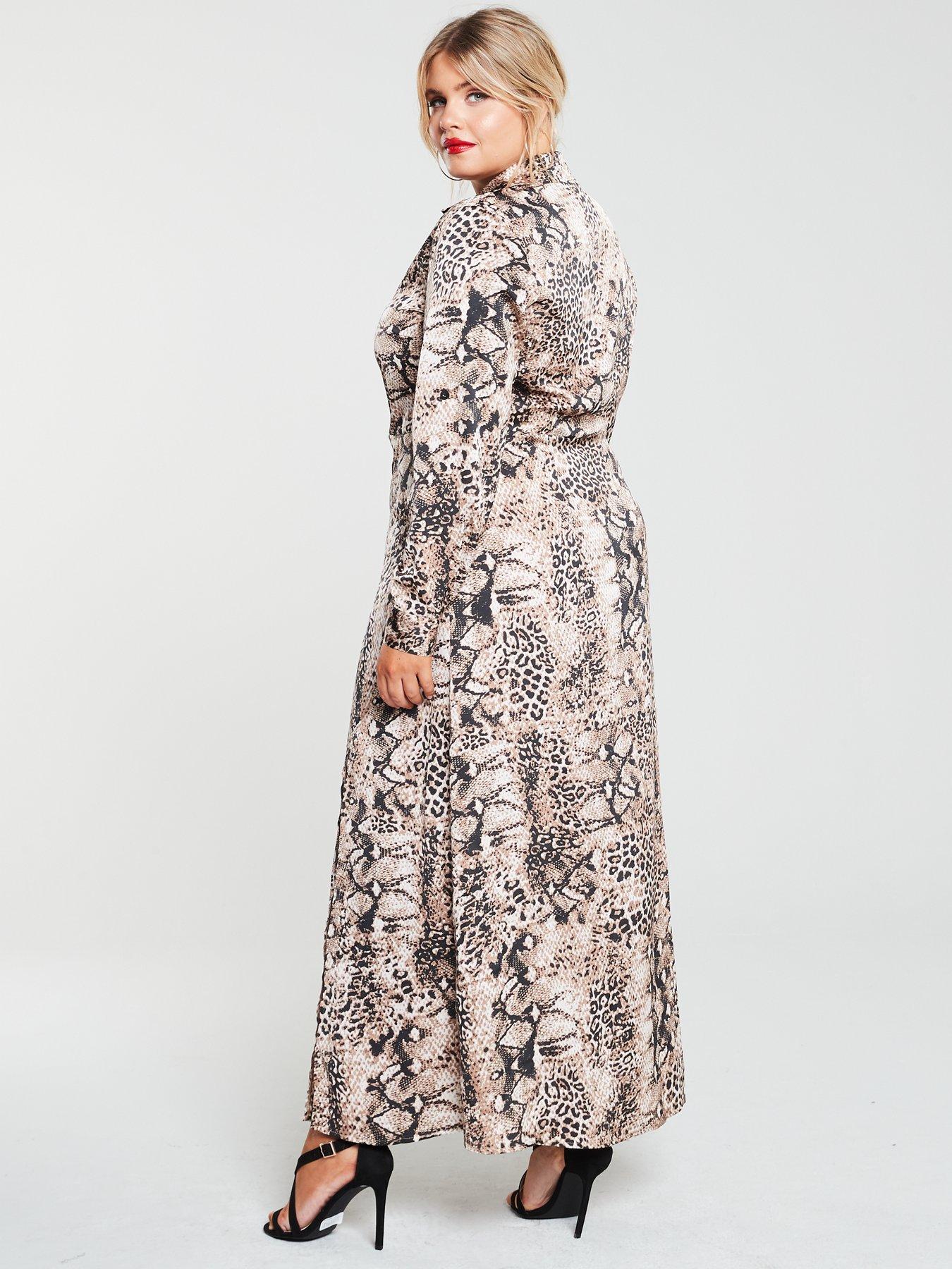 snake print maxi shirt dress