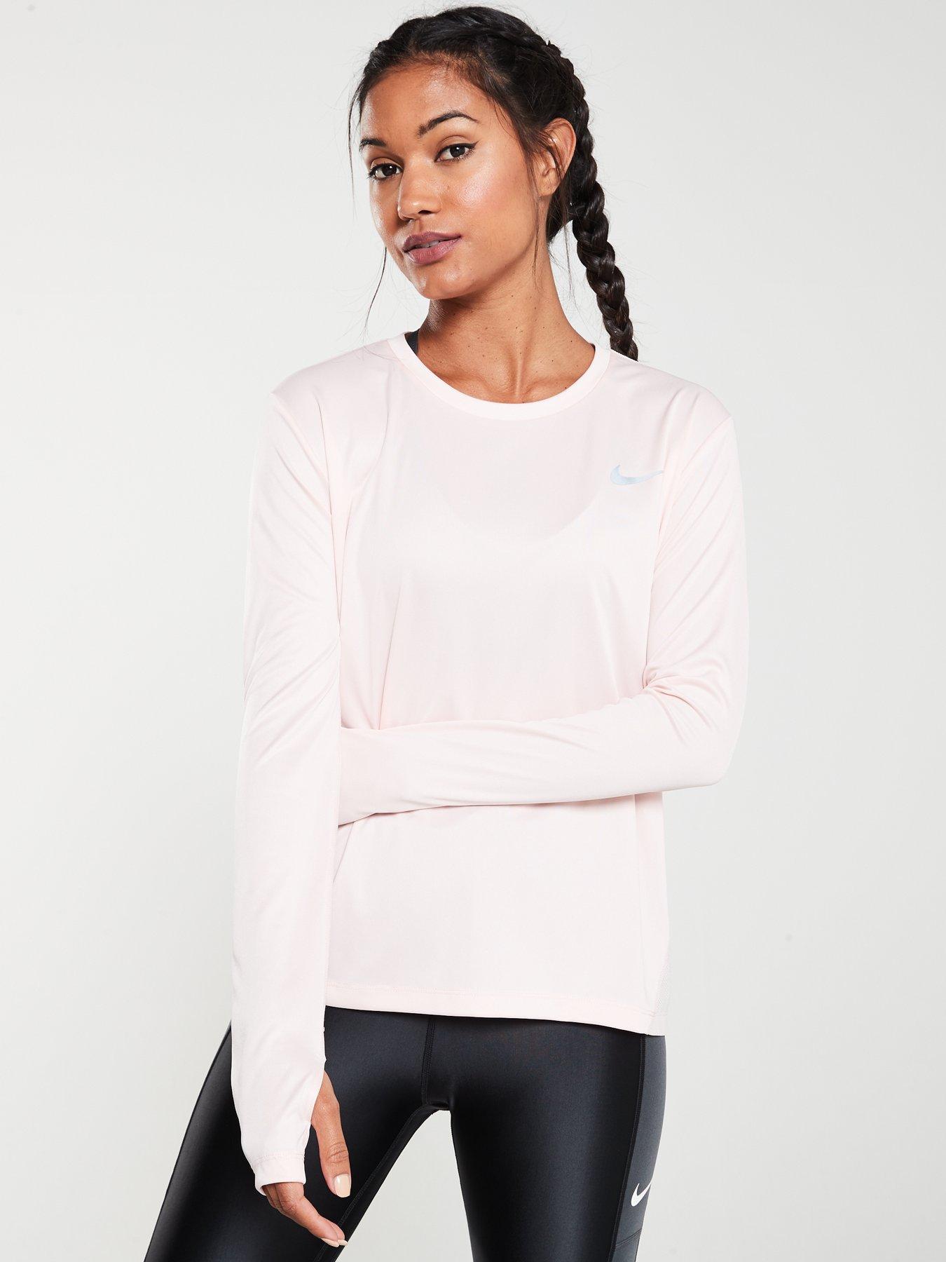 nike running miler long sleeve top pink