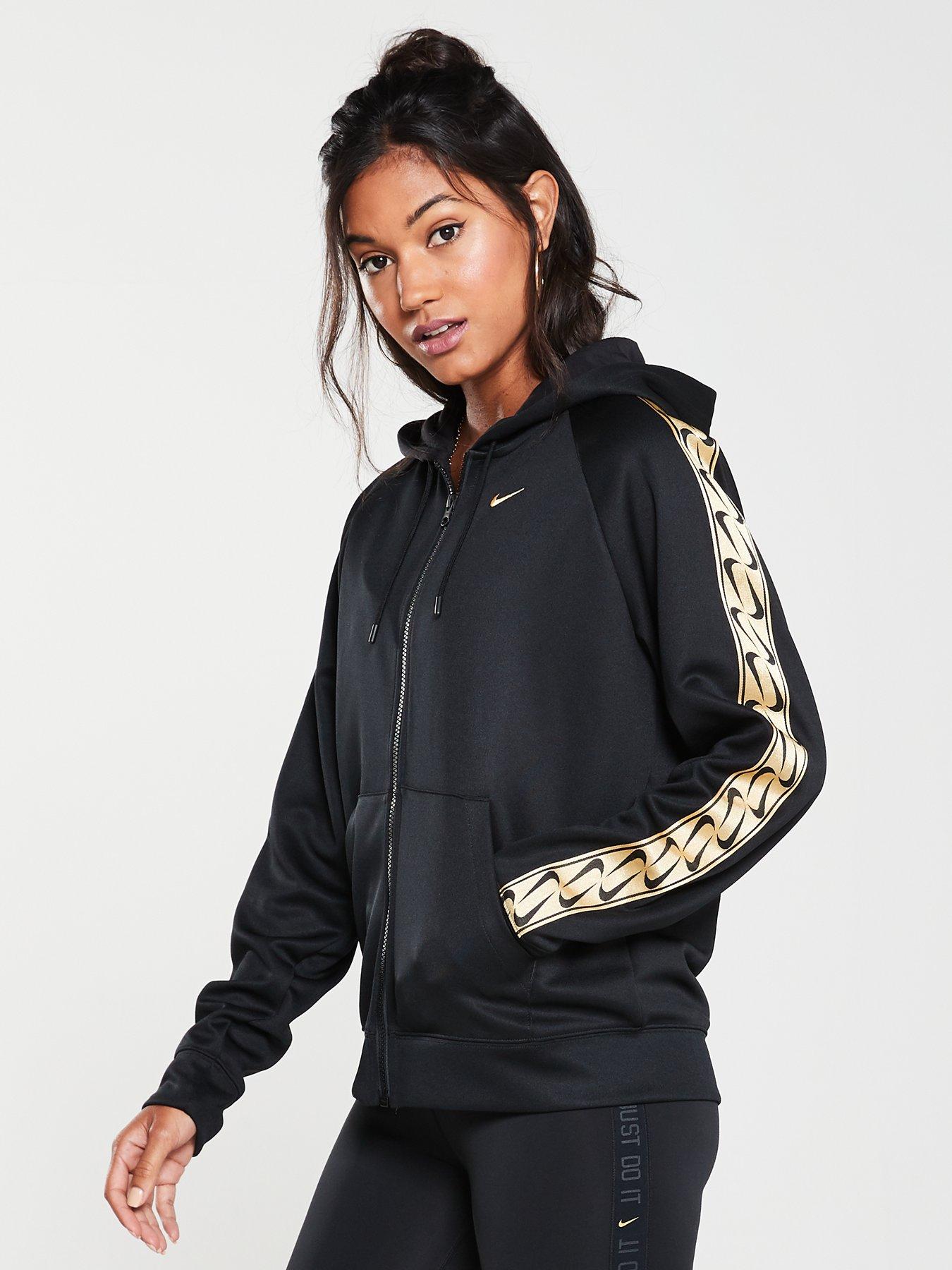 nike hoodie black gold