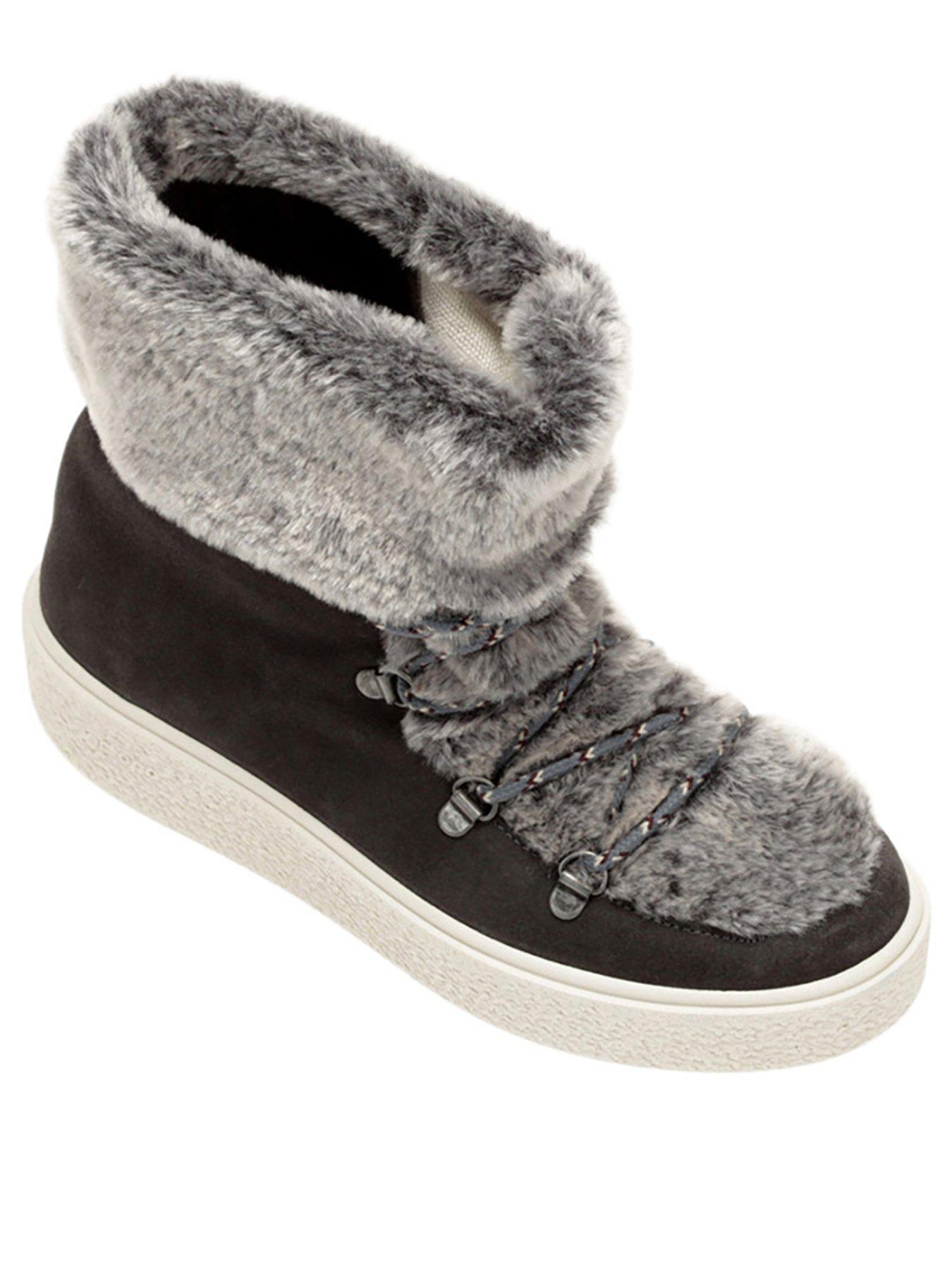 grey fur ankle boots