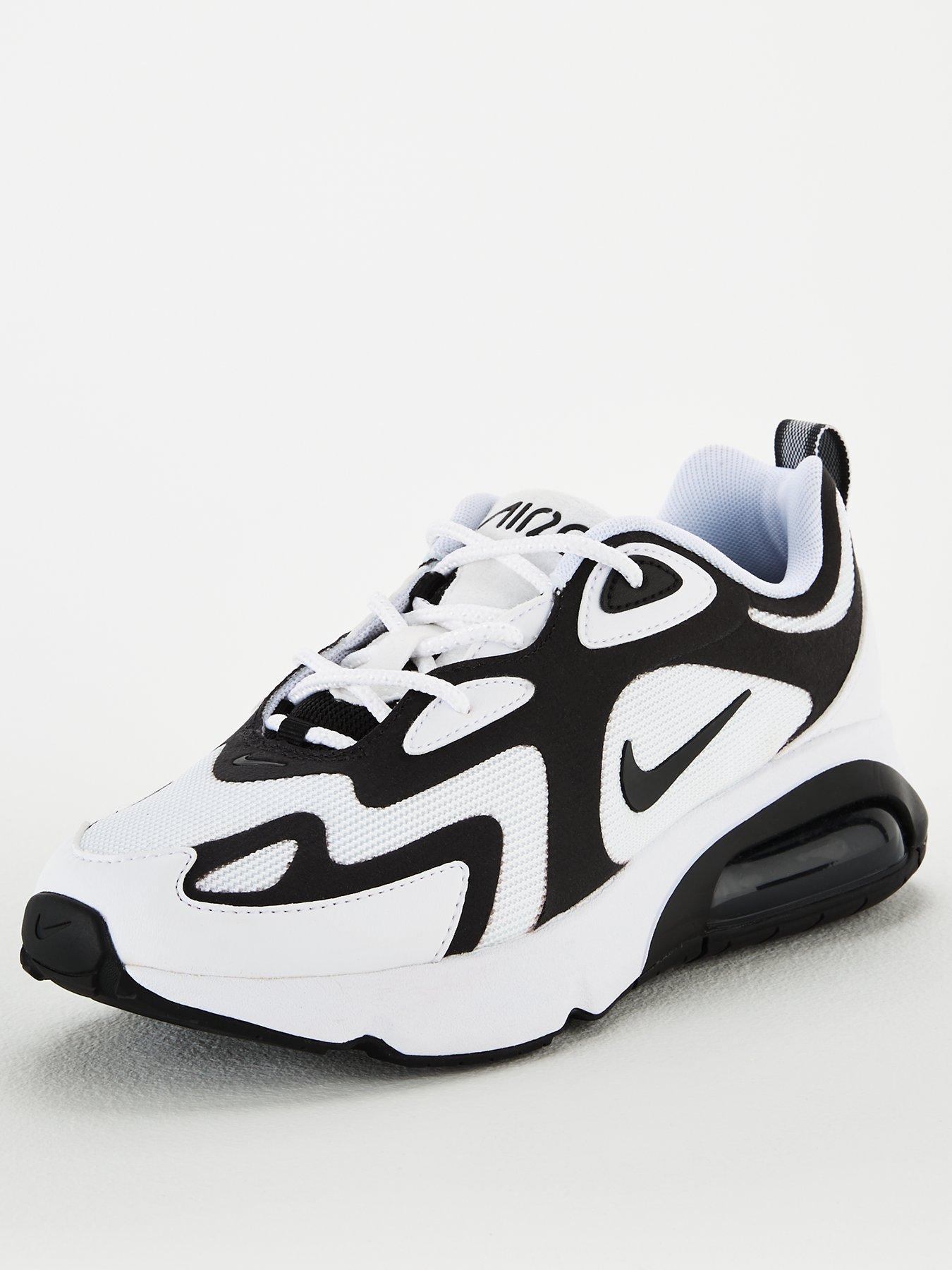 nike white and black air max 200 trainers