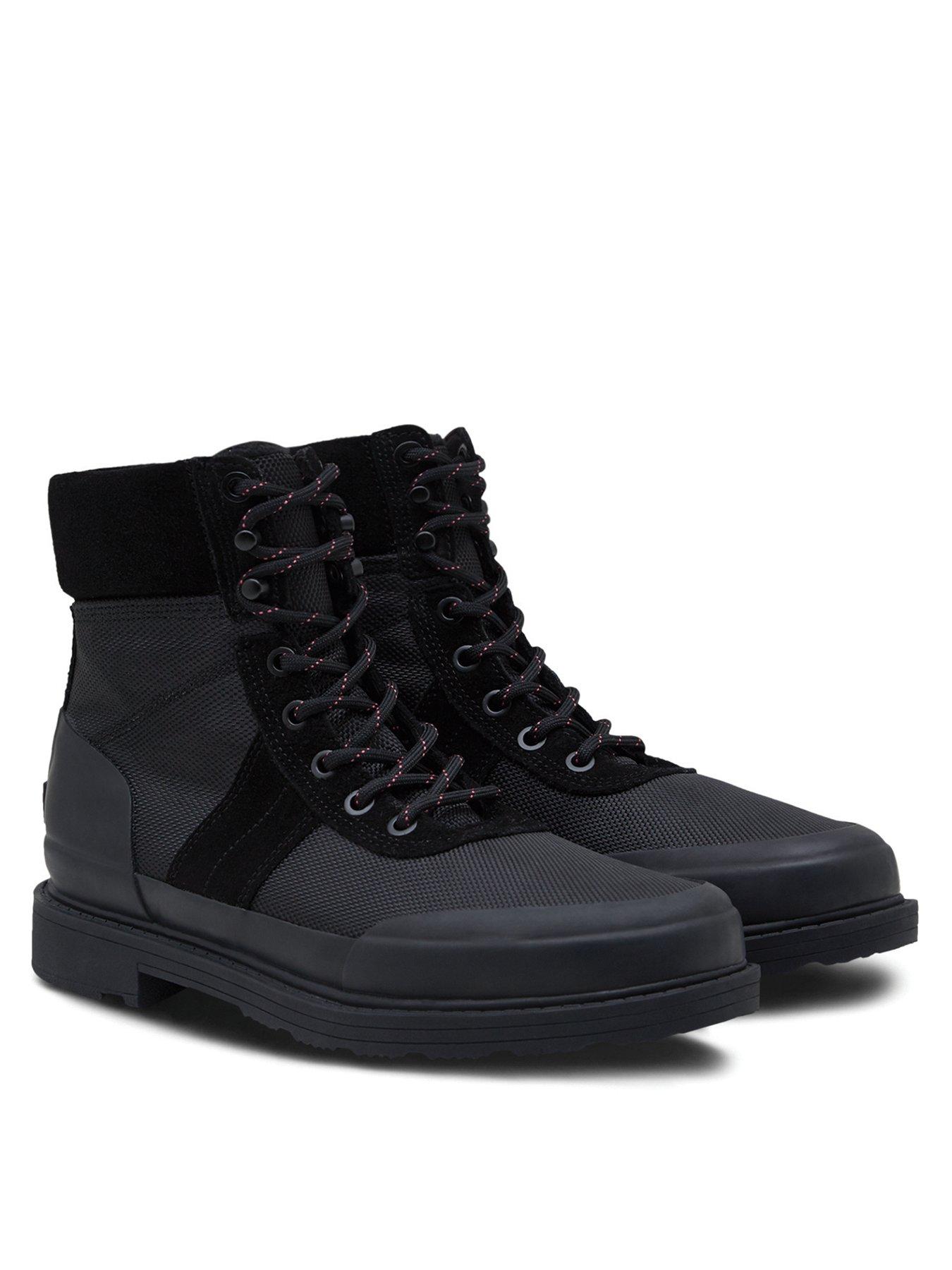 hunter insulated black leather hiker boots