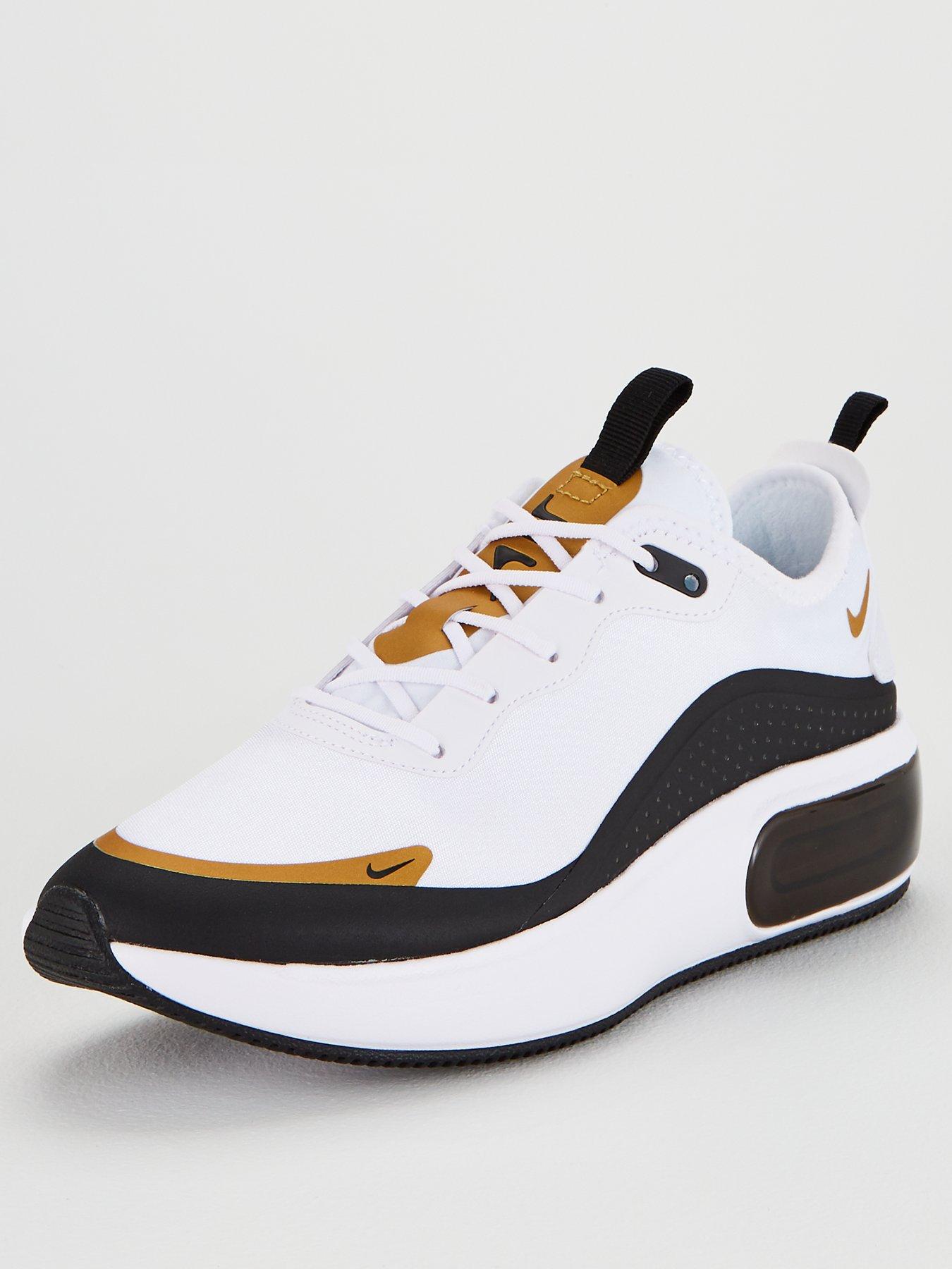 nike white black and gold air max dia trainers