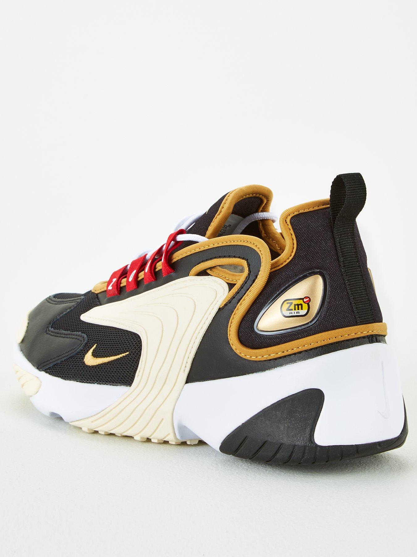 nike zoom 2k sneakers in black and gold