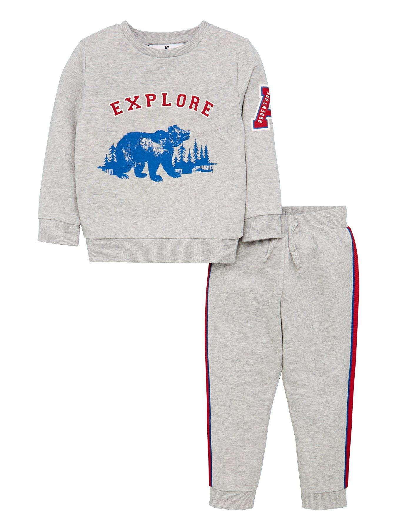 V By Very Boys 'Explore' Bear Sweat Top &Amp; Side Tape Jogger Set review