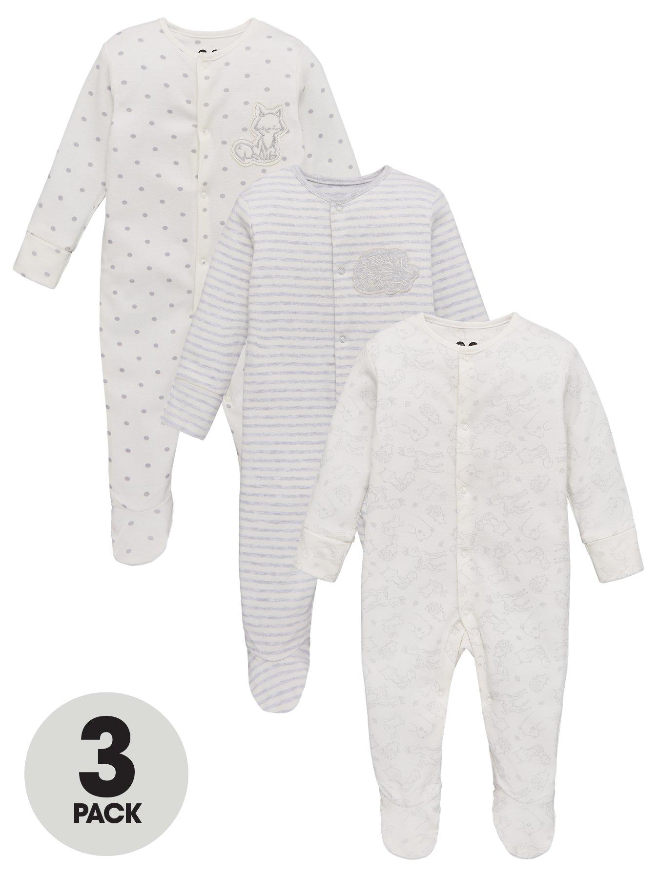 V By Very Baby Unisex 3 Pack Stripe/Spot/Fox Sleepsuits review