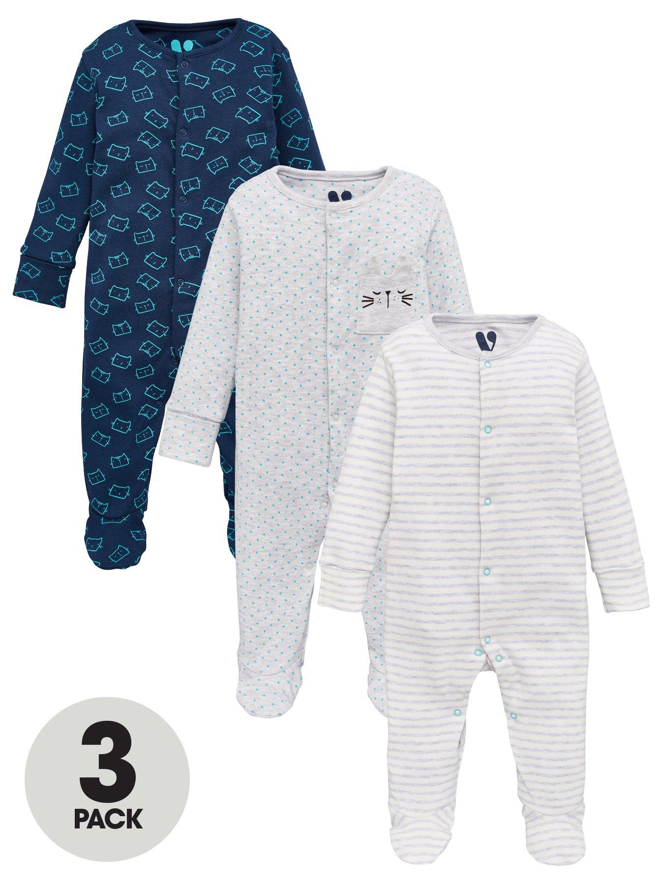 V By Very Baby Boys 3 Pack Cat Sleepsuits review