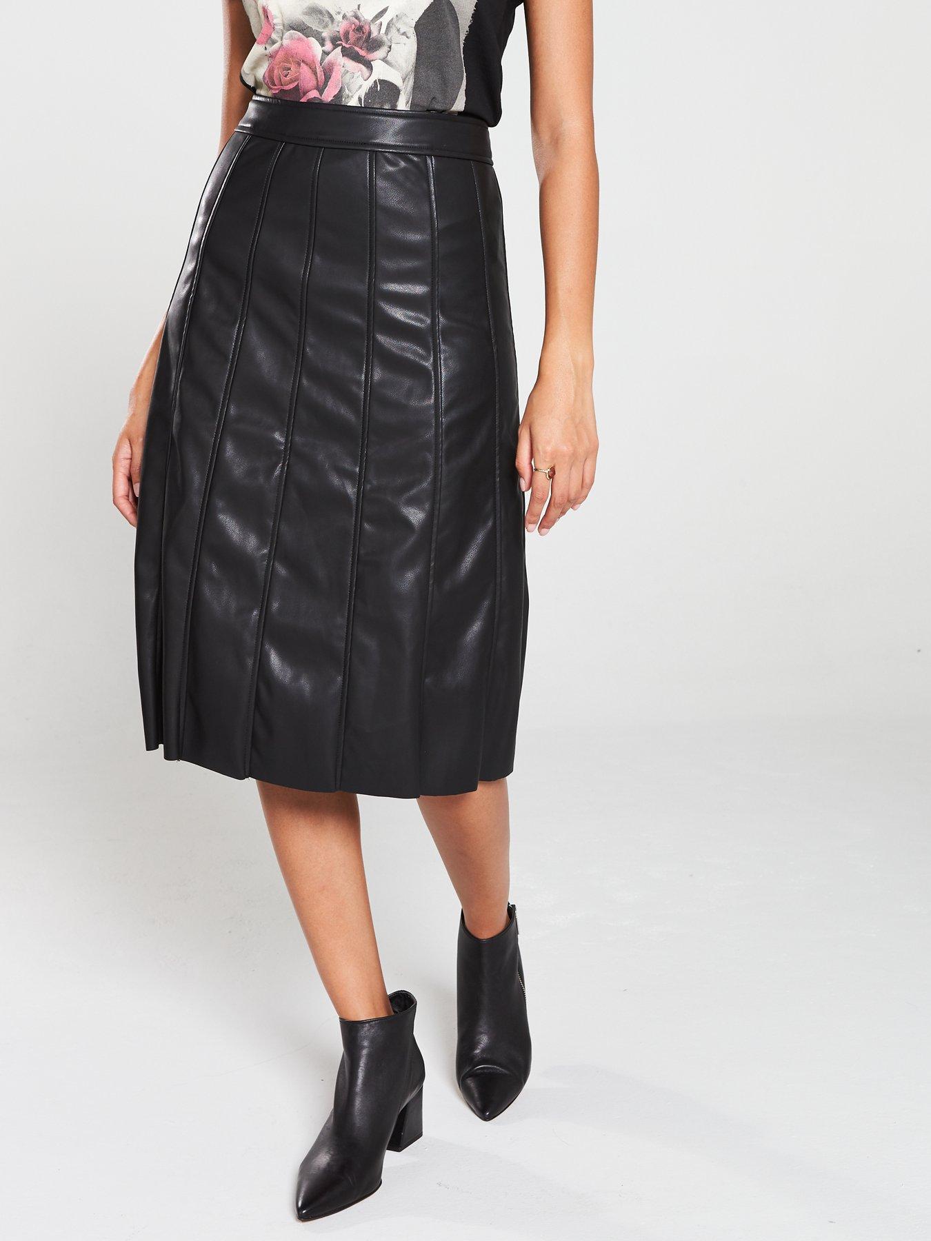 faux leather midi skirt uk