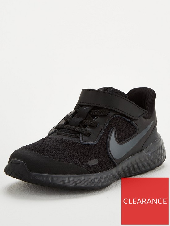 front image of nike-revolution-5-childrens-trainers-black