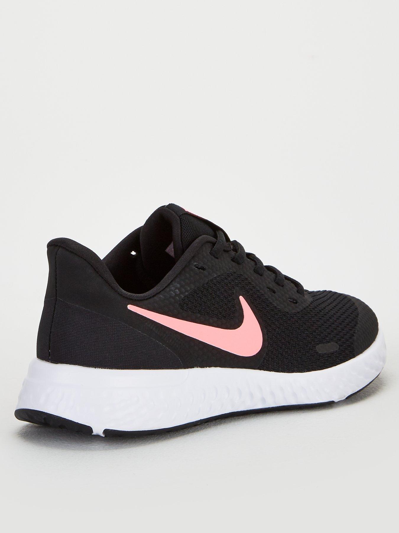 black nike trainers with pink tick
