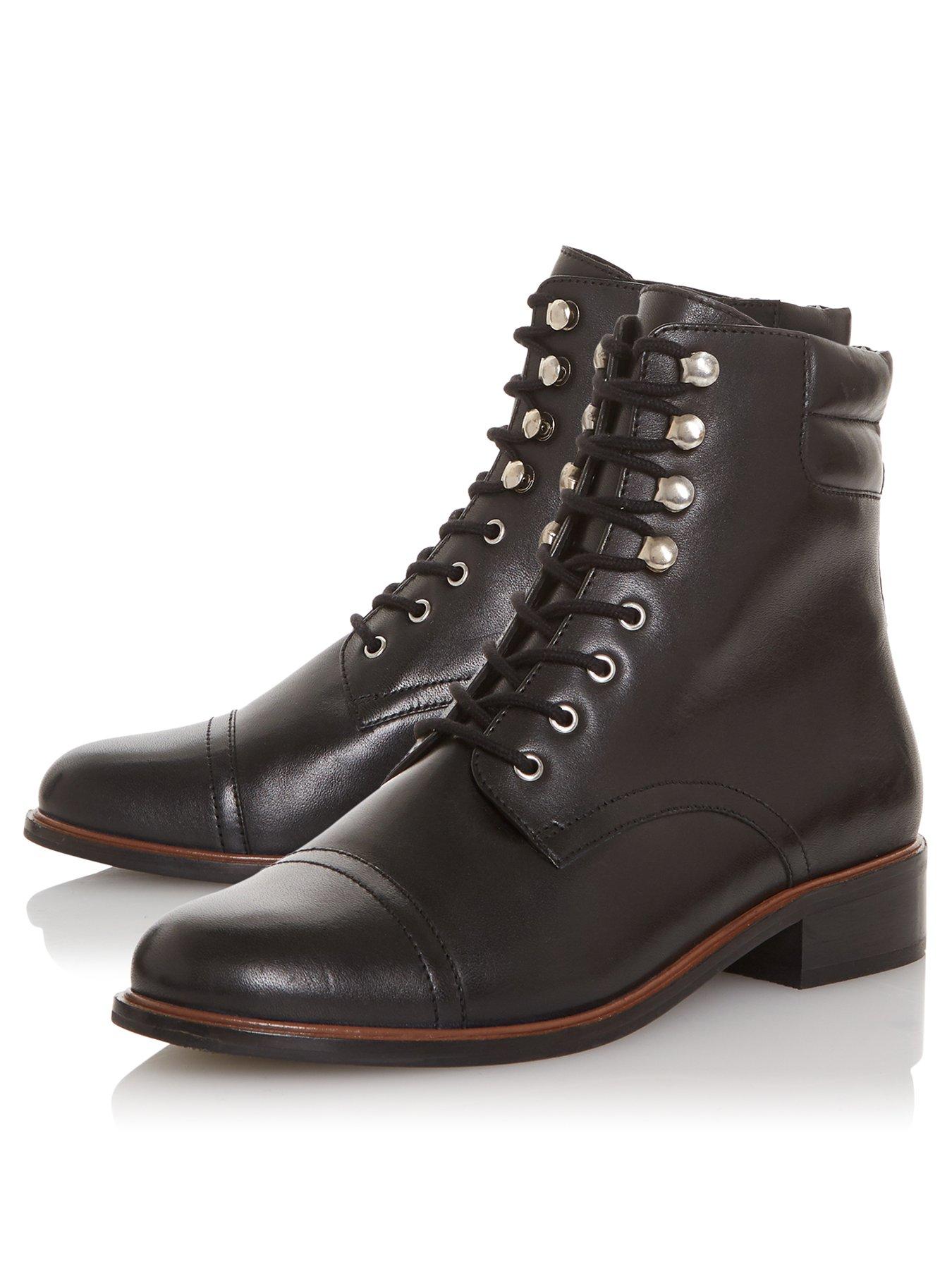 black leather lace up ankle boots uk