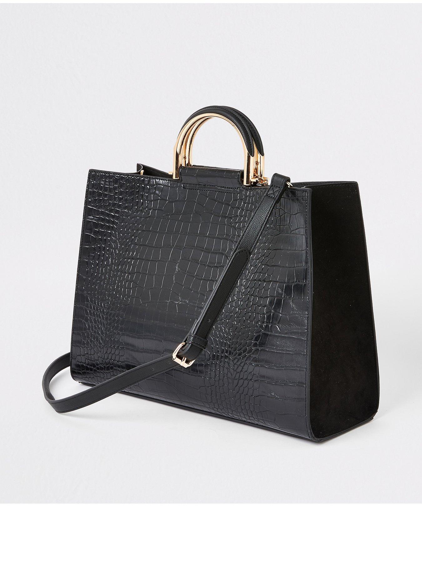river island black croc bag