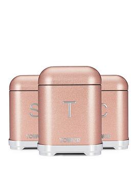 Product photograph of Tower Glitz Storage Canisters In Blush Pink from very.co.uk